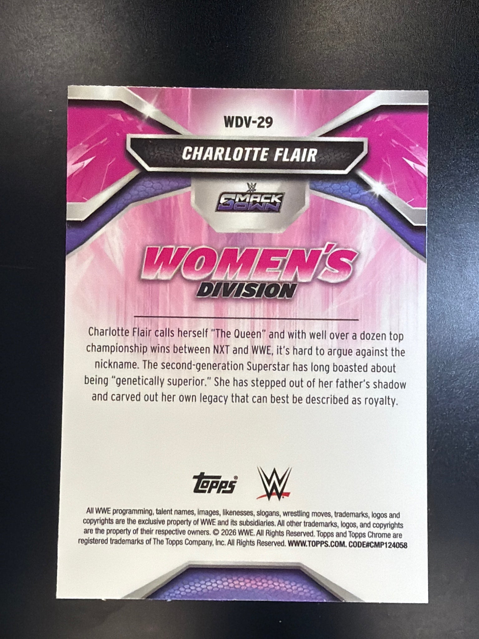 2026 Topps Chrome WWE #WDV-29 Charlotte Flair Women's Division Green #/99