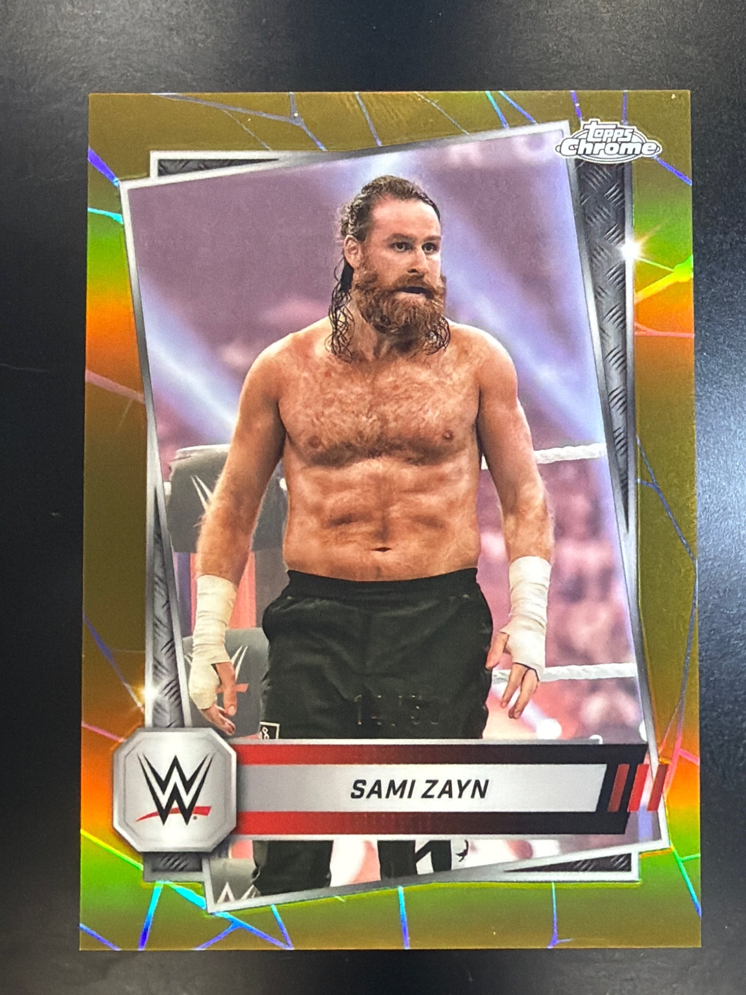 2025 Topps Chrome WWE #103 Sami Zayn Gold Refractor #/50