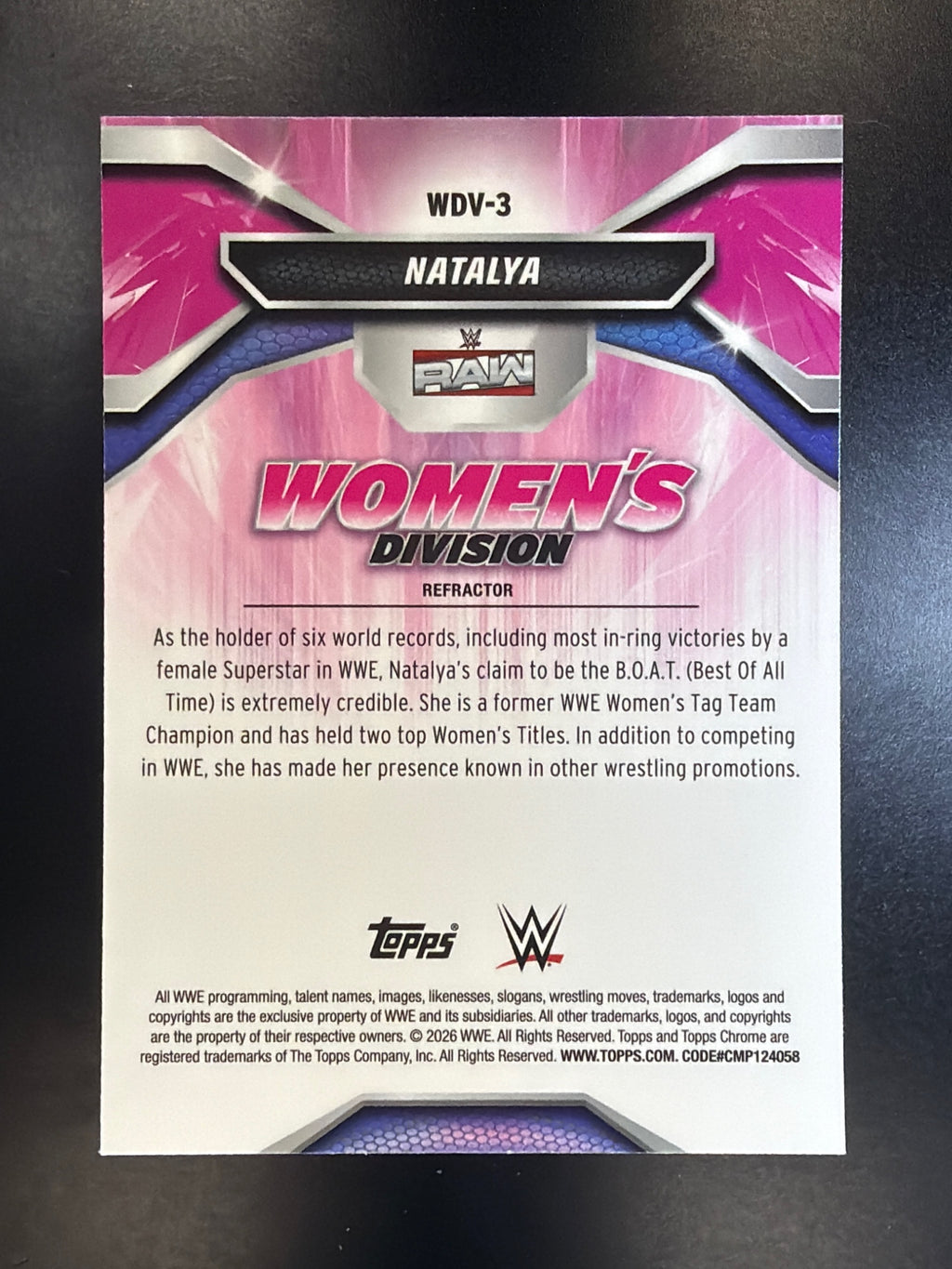 2026 Topps Chrome WWE #WDV-3 Natalya Women's Division Refractor