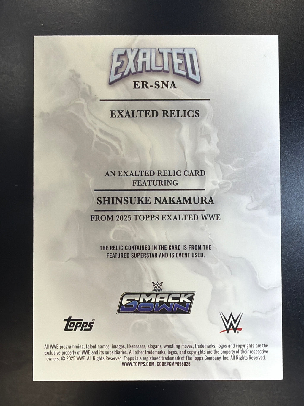 2025 Topps Exalted WWE #ER-SNA Shinsuke Nakamura Exalted Relics