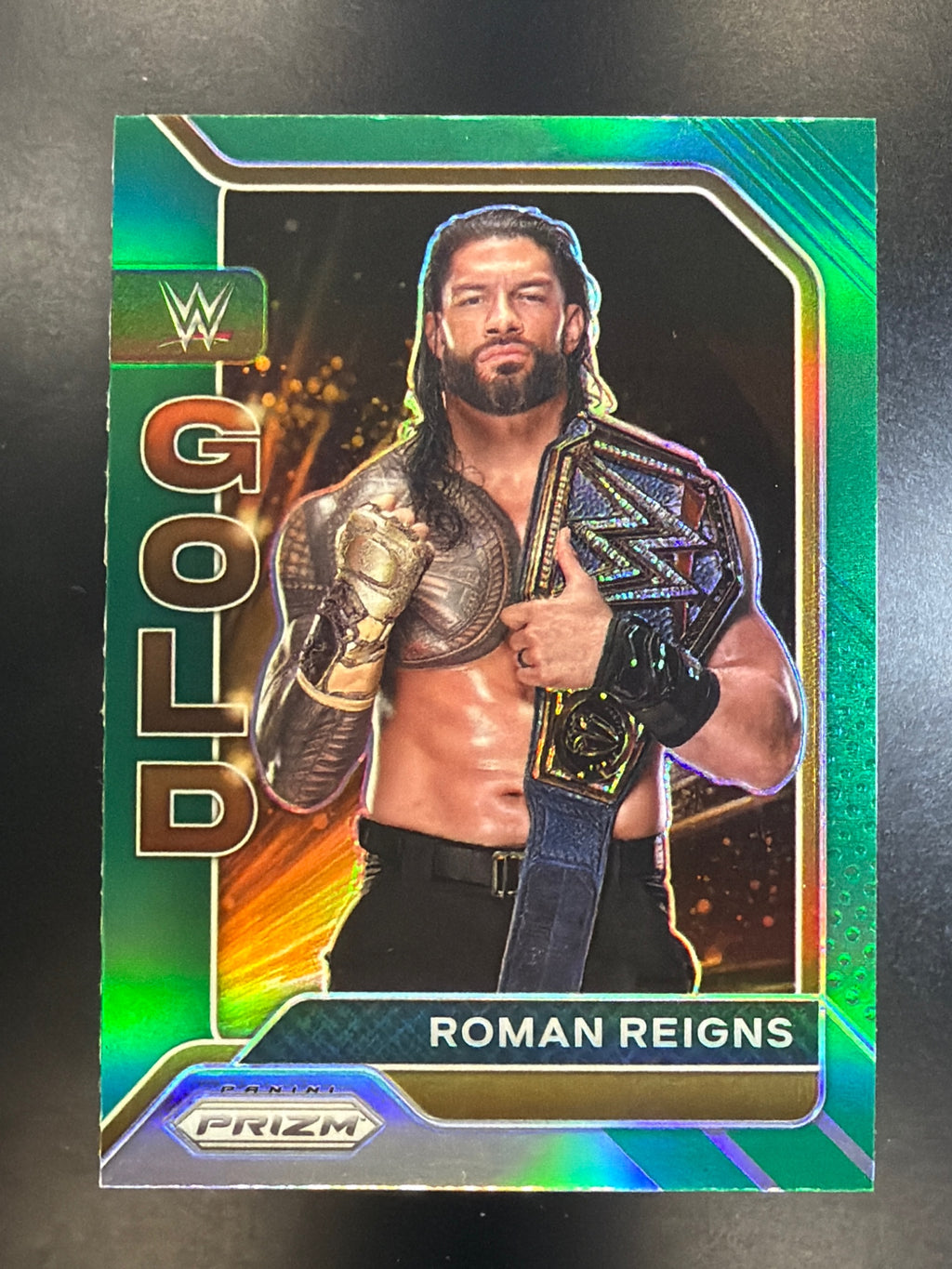 2022 Panini Prizm WWE #13 Roman Reigns WWE Gold Green