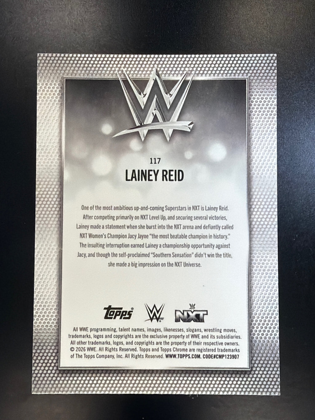 2026 Topps Chrome WWE #117 Lainey Reid Teal Refractor #/299