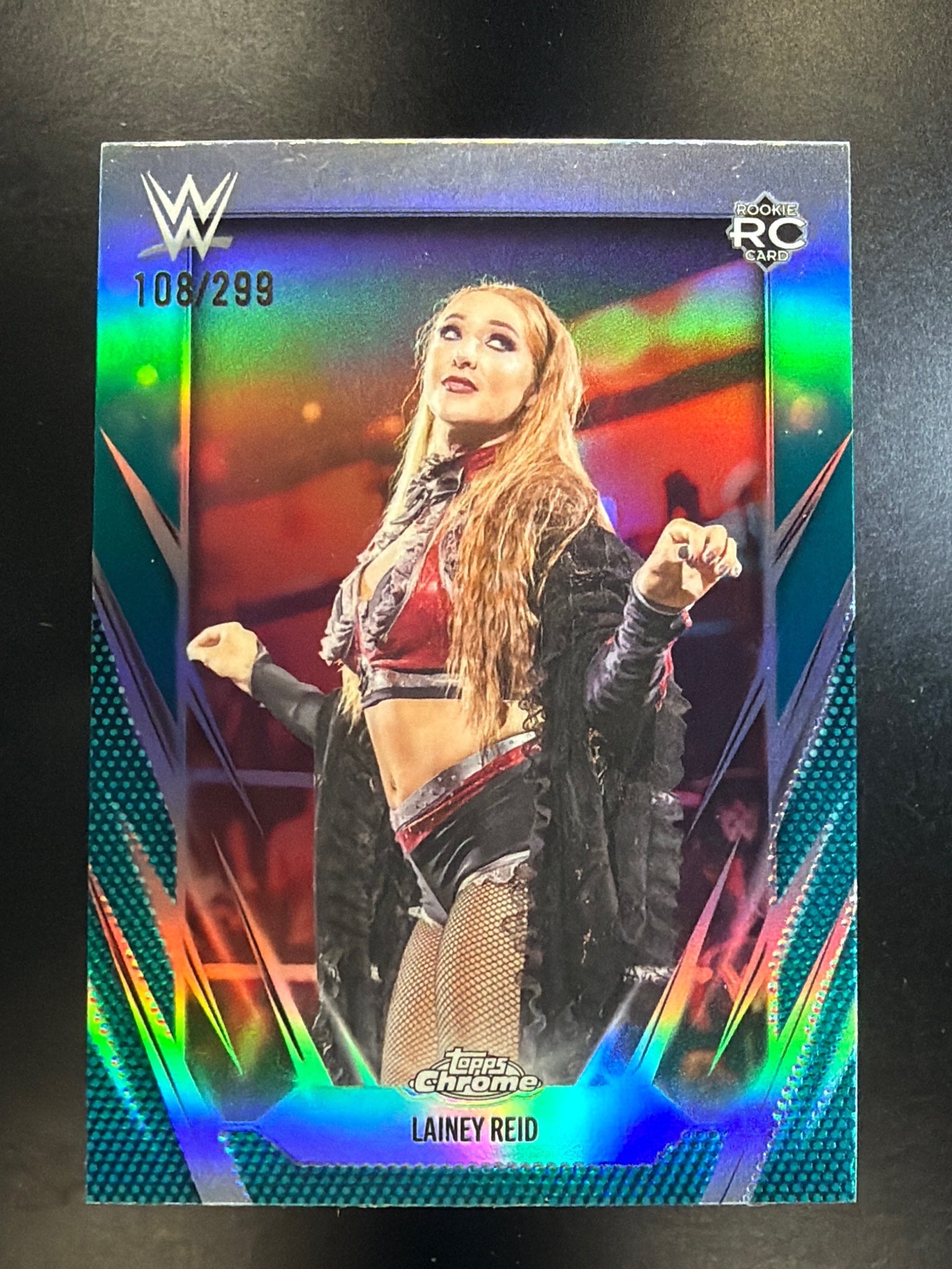 2026 Topps Chrome WWE #117 Lainey Reid Teal Refractor #/299