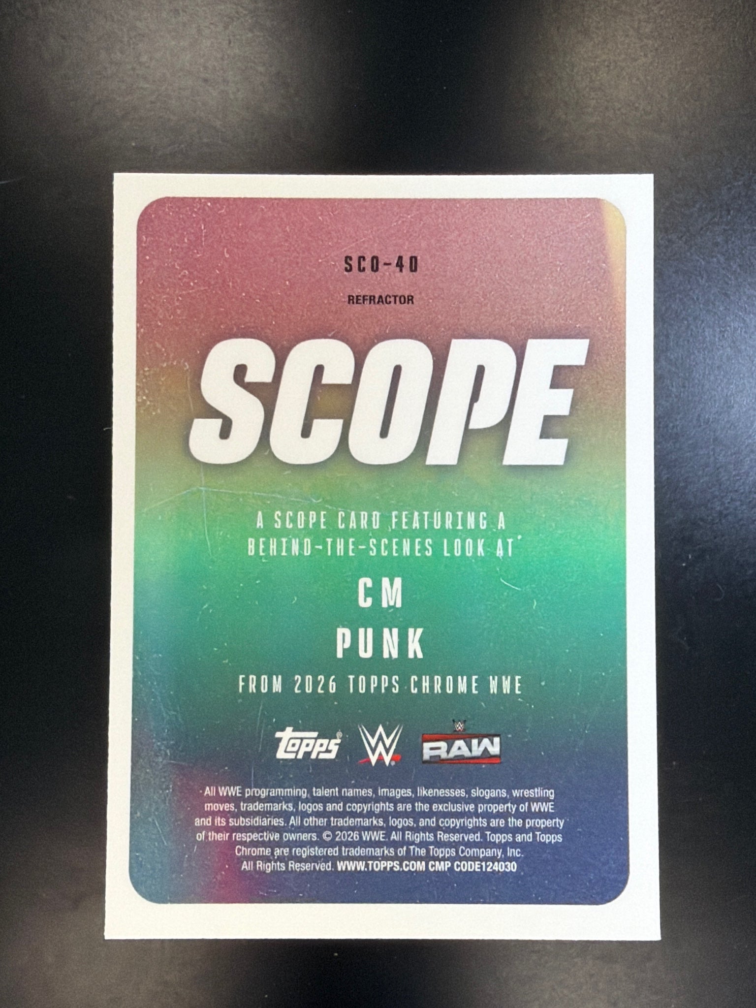 2026 Topps Chrome WWE #SCO-40 CM Punk Scope Refractor