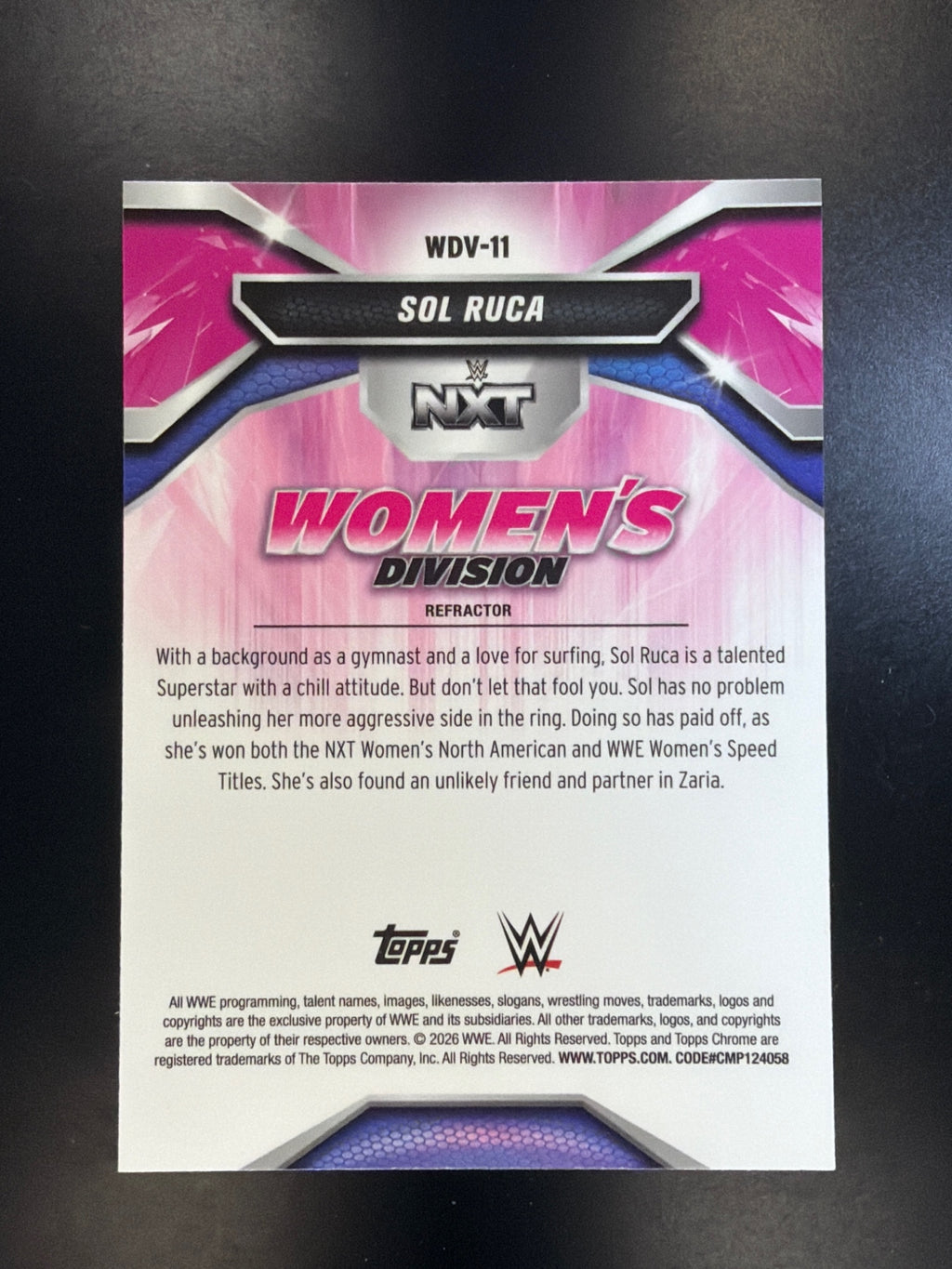 2026 Topps Chrome WWE #WDV-11 Sol Ruca Women's Division Refractor
