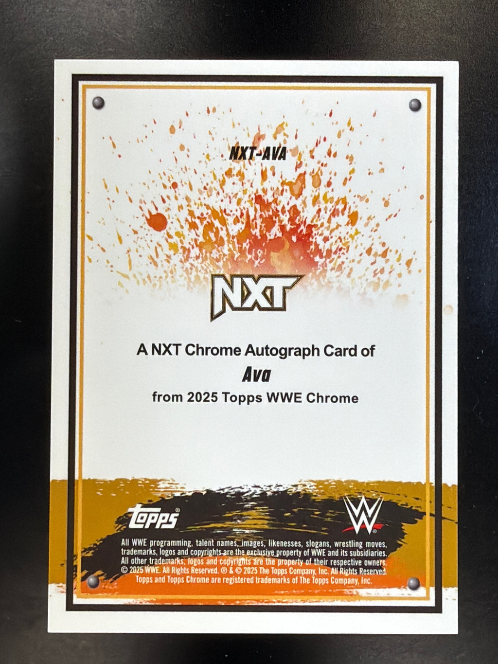 2025 Topps Chrome WWE #NXT-AVA Ava NXT Autographs Blue Refractor #/150