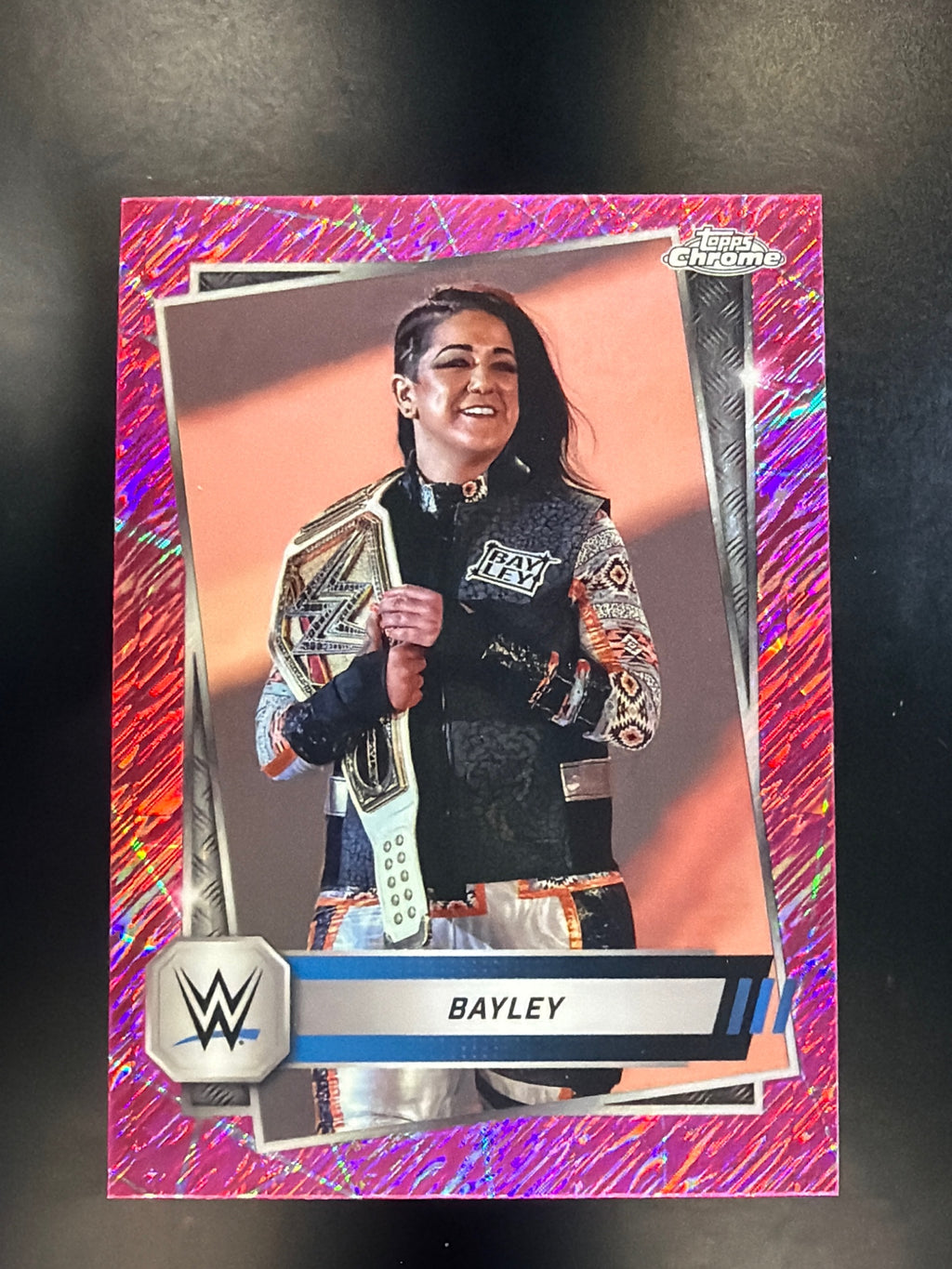 2025 Topps Chrome WWE #137 Bayley Pink Shimmer Refractor