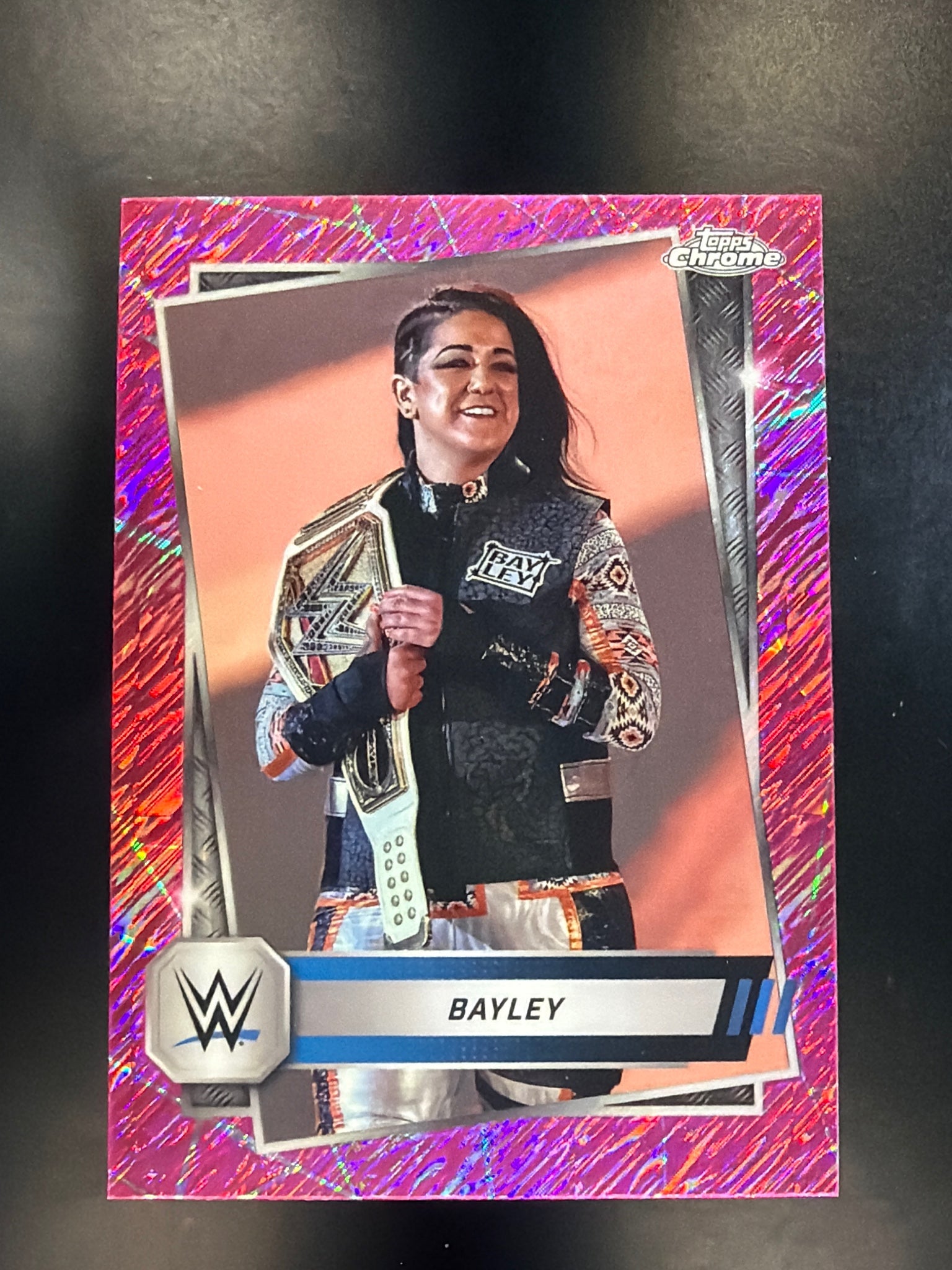 2025 Topps Chrome WWE #137 Bayley Pink Shimmer Refractor