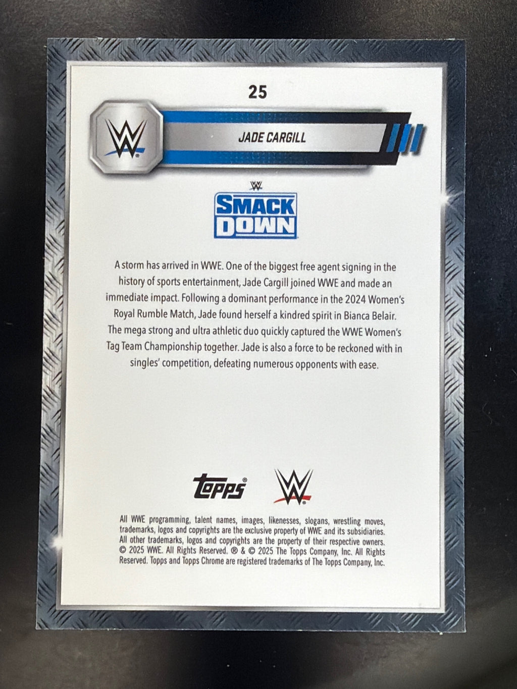 2025 Topps Chrome WWE #25 Jade Cargill Purple Refractor