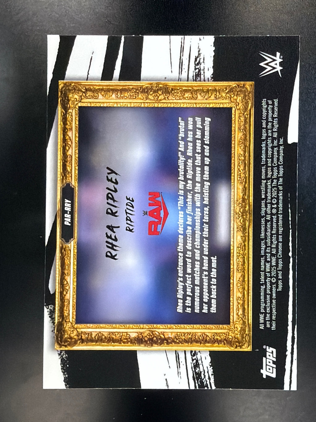 2025 Topps Chrome WWE #PAR-RRY Rhea Ripley Paradigm Blue Refractor #/150