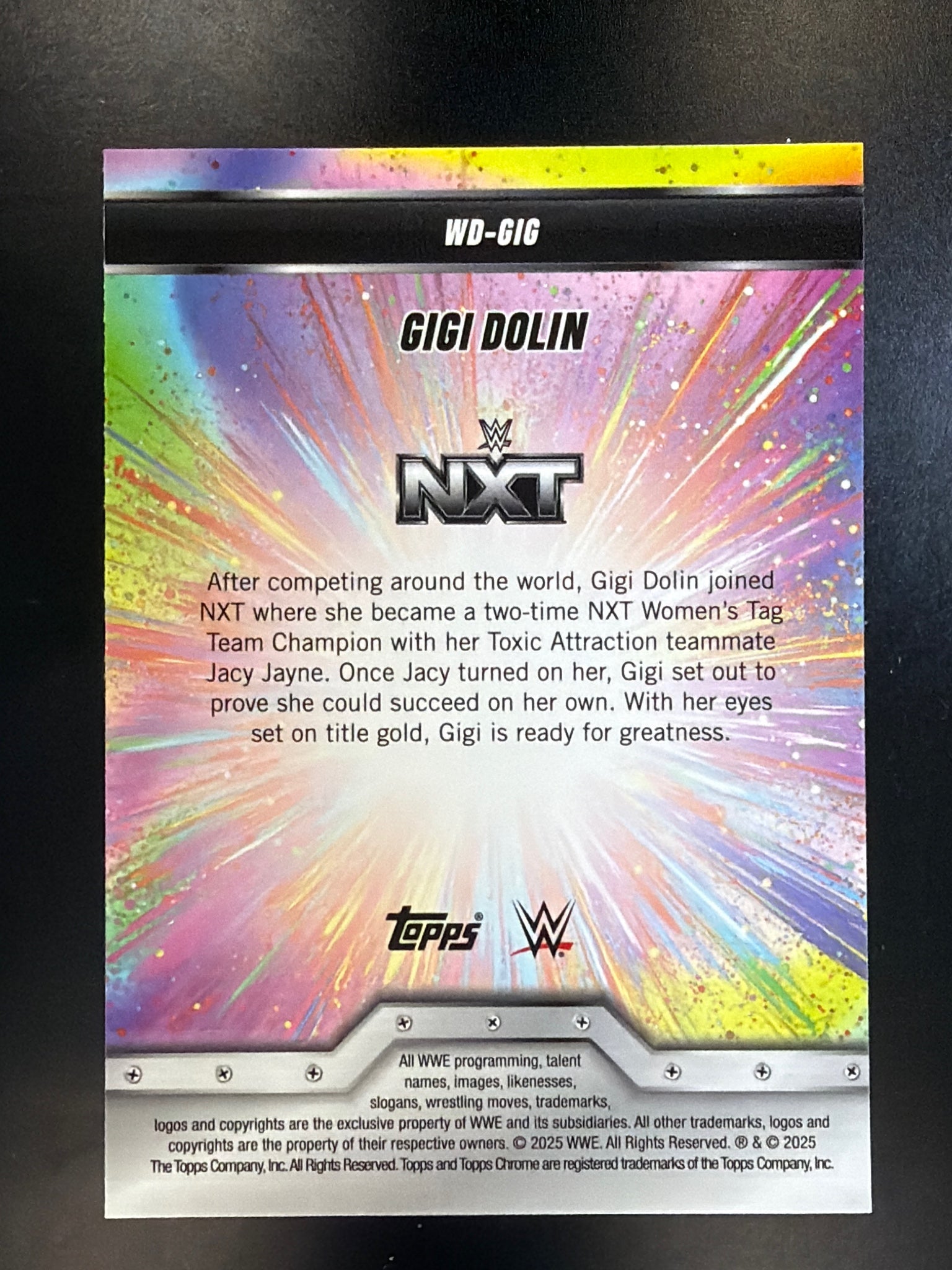 2025 Topps Chrome WWE #WD-GIG Gigi Dolin Women's Division Blue Refractor #/150