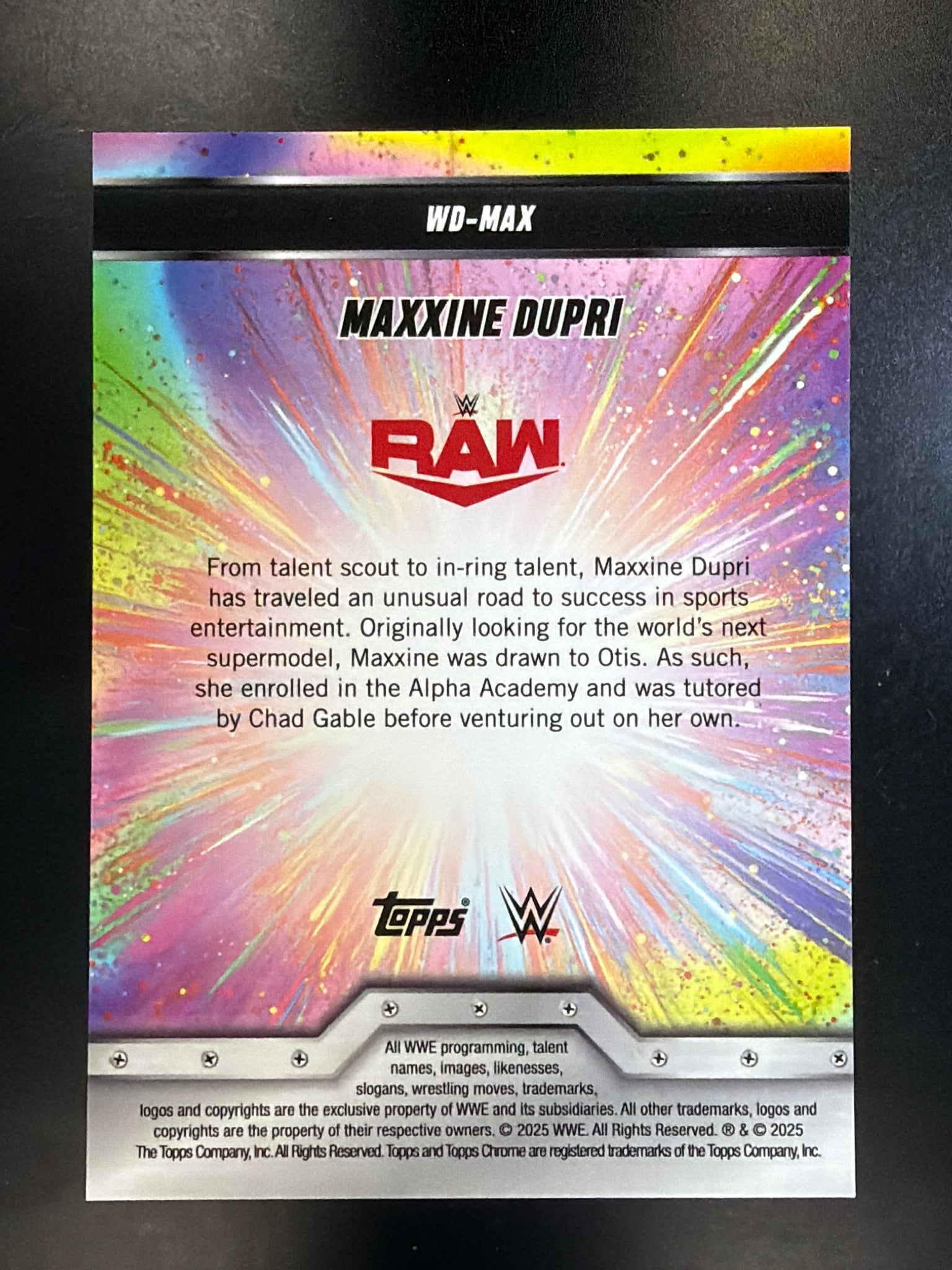 2025 Topps Chrome WWE #WD-MAX Maxxine Dupri Women's Division Gold Refractor #/50