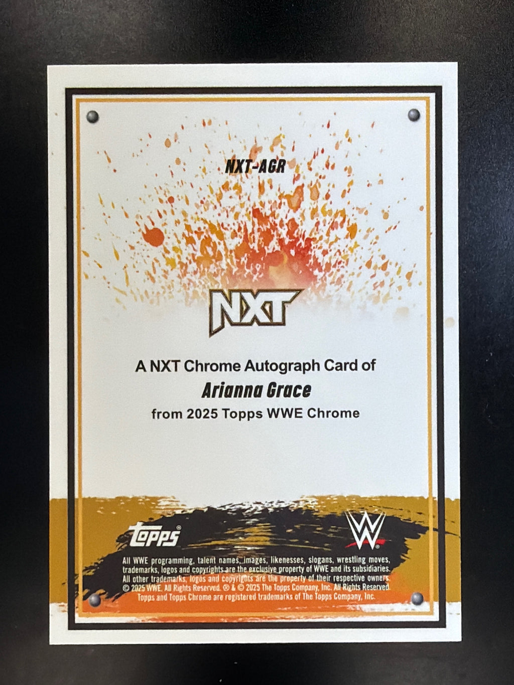 2025 Topps Chrome WWE #NXT-AGR Arianna Grace NXT Autographs