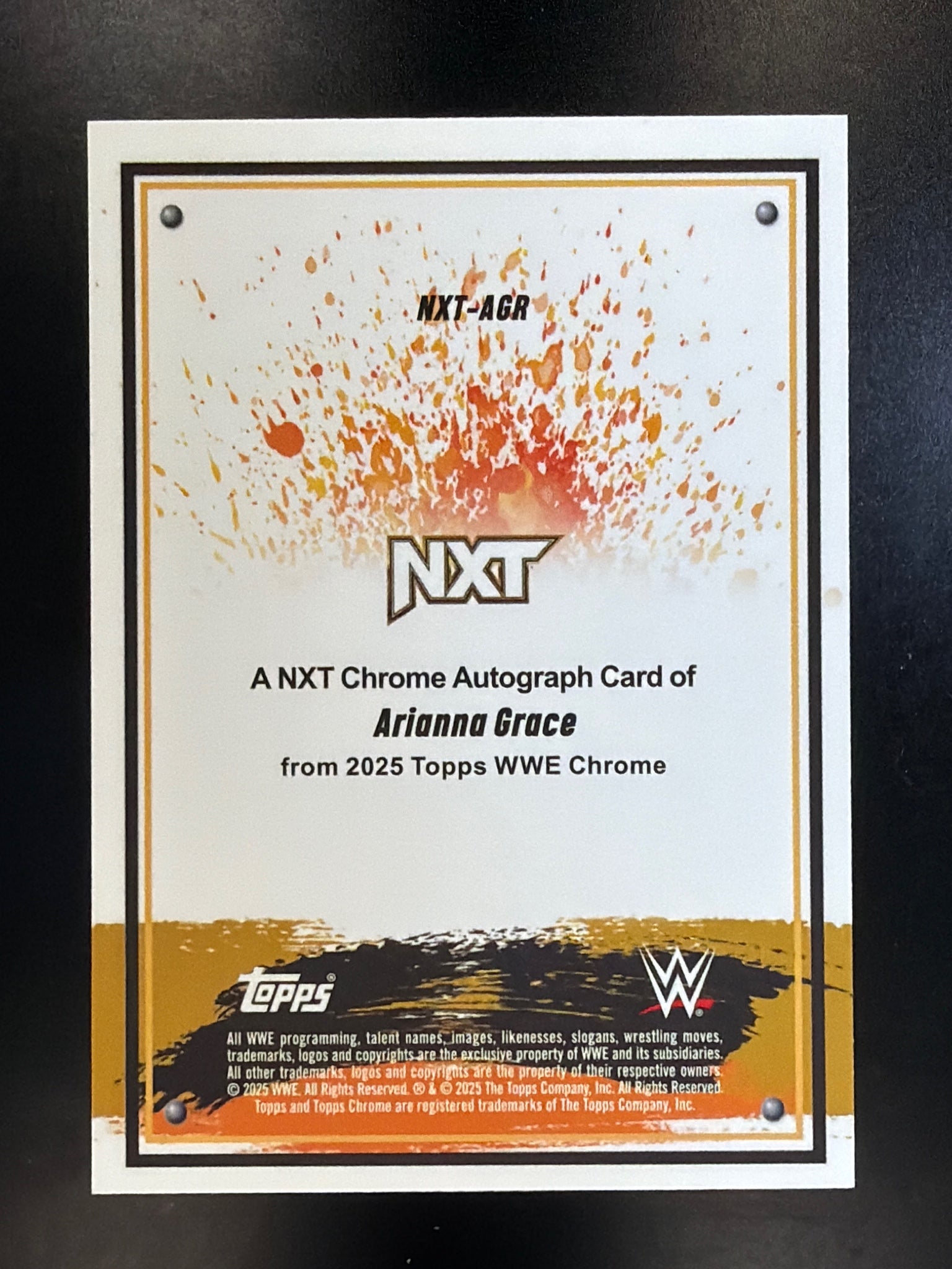 2025 Topps Chrome WWE #NXT-AGR Arianna Grace NXT Autographs