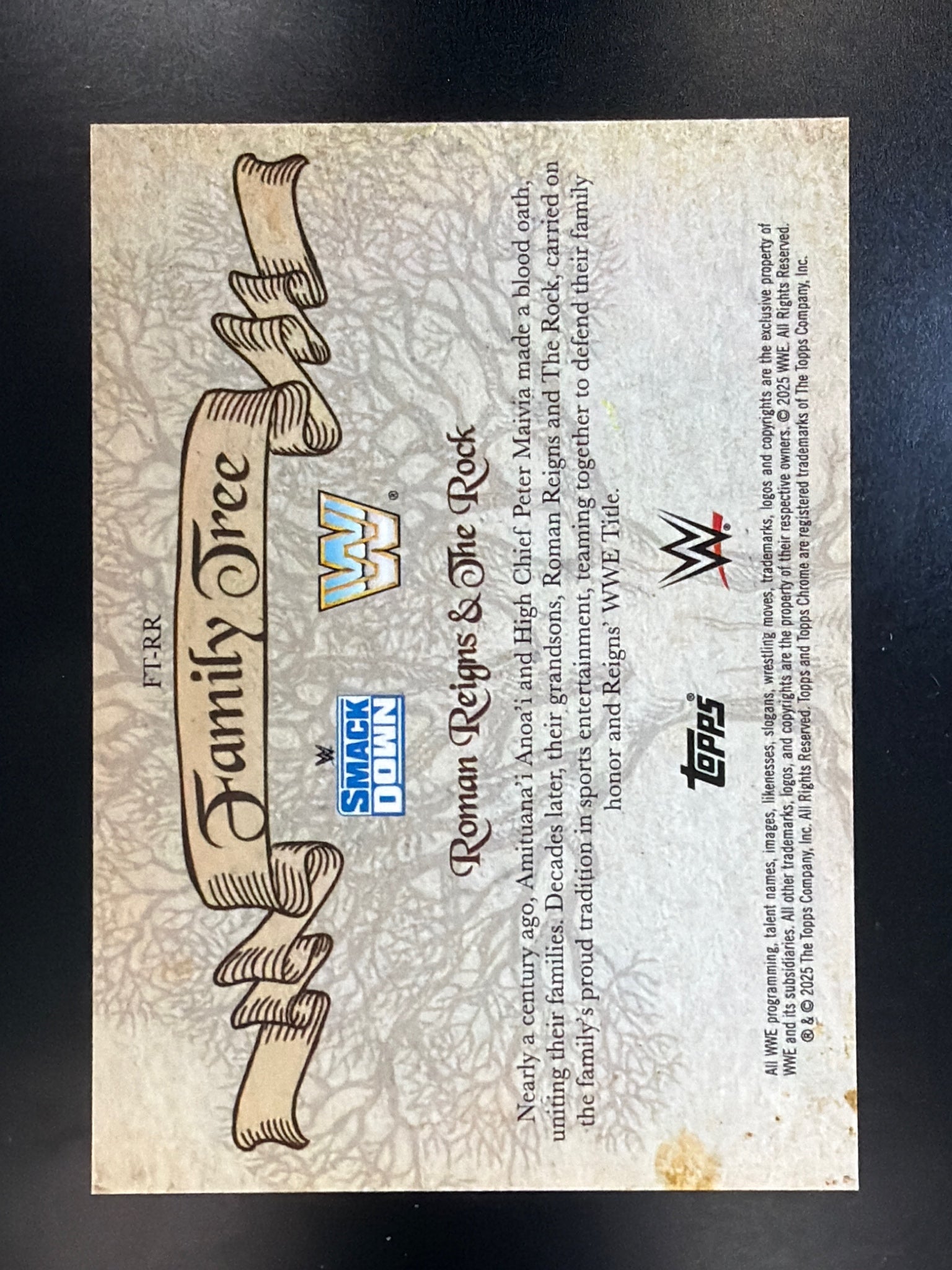 2025 Topps Chrome WWE #FT-RR Roman Reigns / The Rock Family Tree