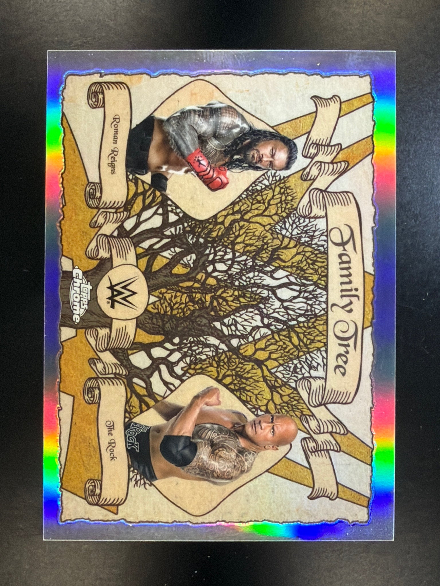 2025 Topps Chrome WWE #FT-RR Roman Reigns / The Rock Family Tree