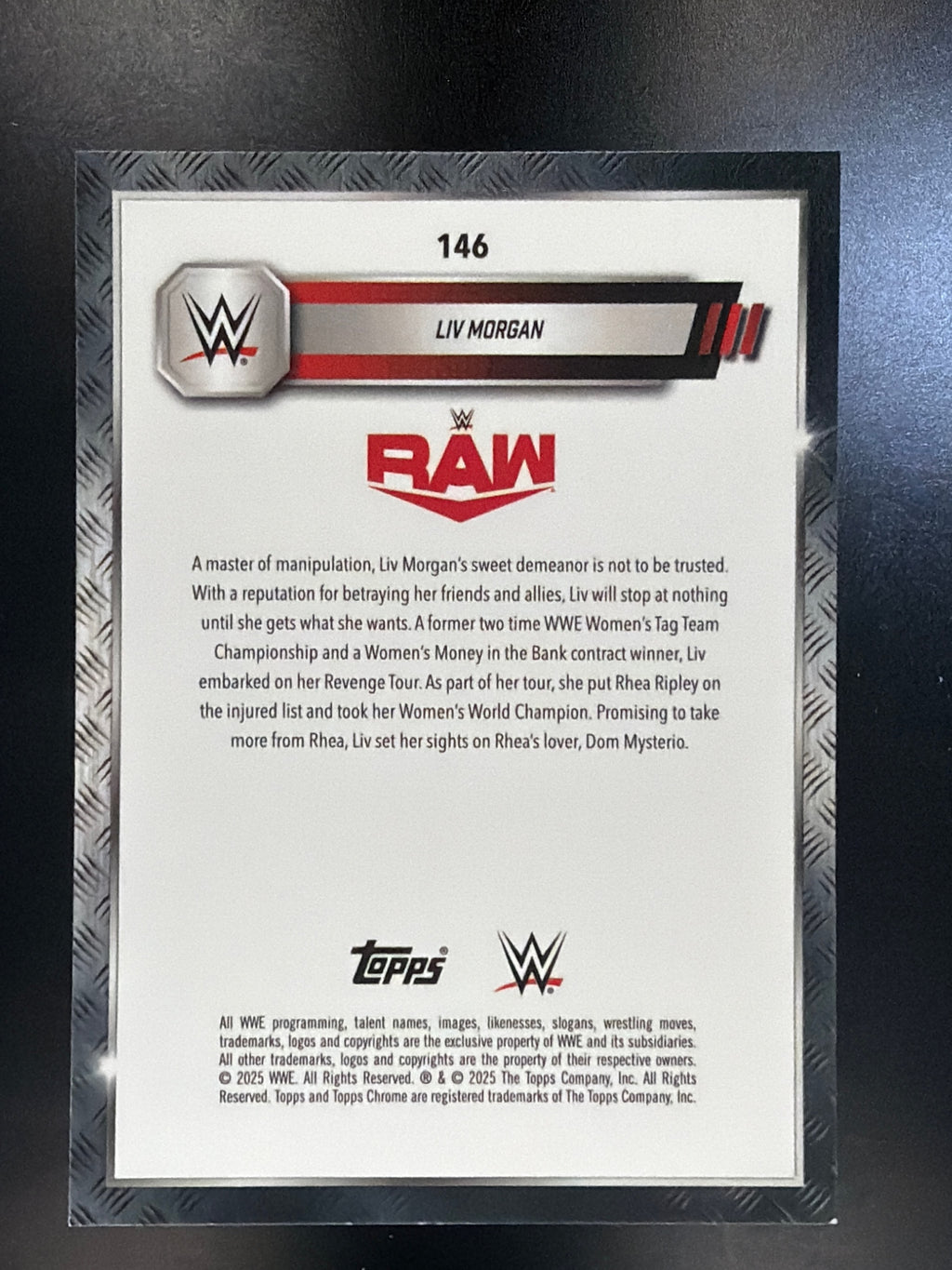 2025 Topps Chrome WWE #146 Liv Morgan Speckle Refractor #/249