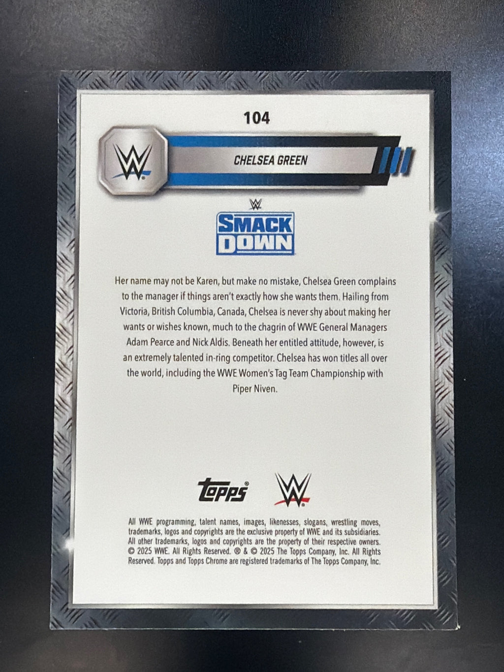 2025 Topps Chrome WWE #104 Chelsea Green Red & Blue Refractor