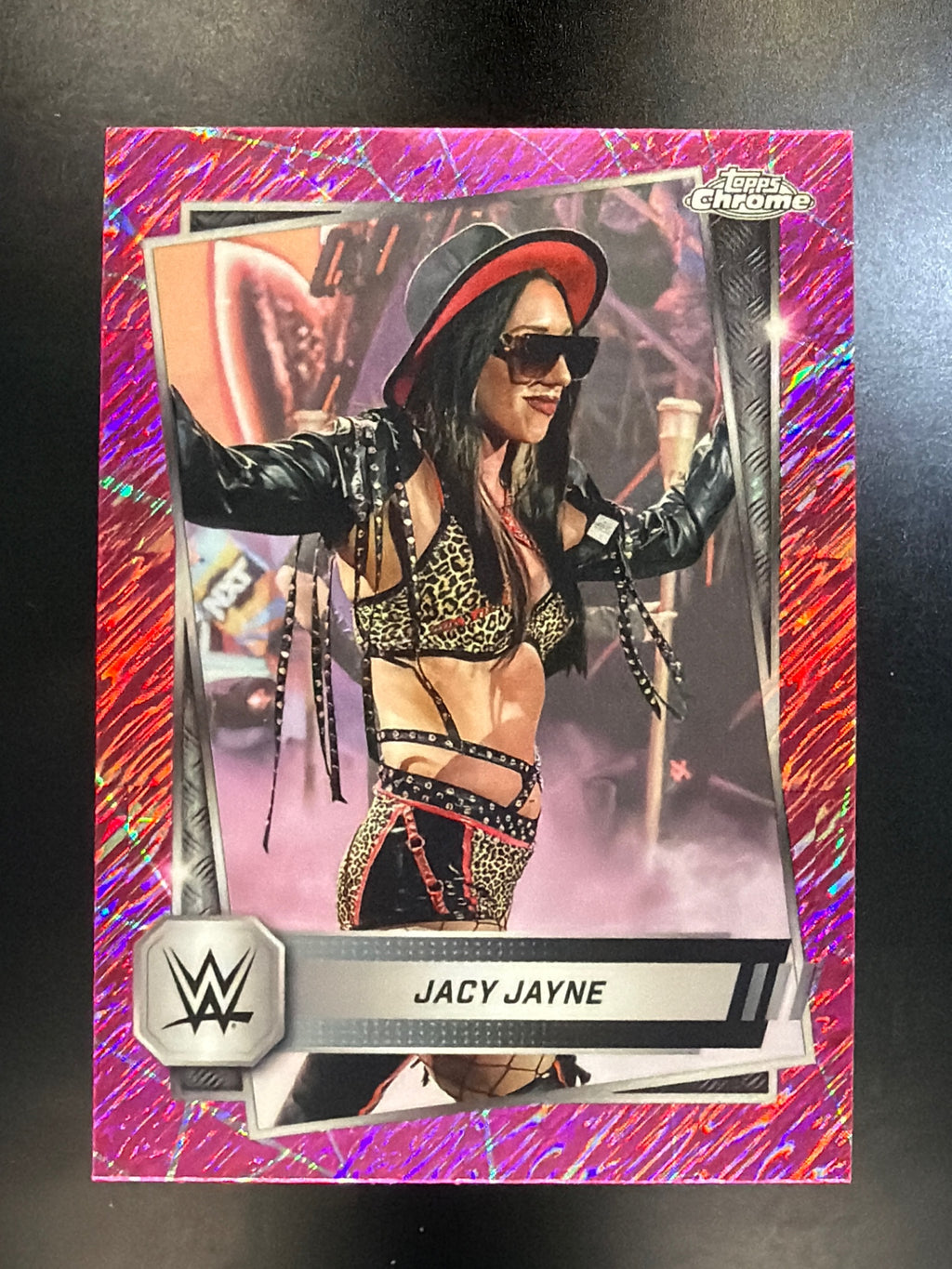 2025 Topps Chrome WWE #50 Jacy Jayne Pink Shimmer Refractor