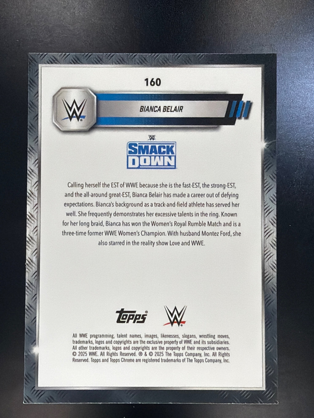 2025 Topps Chrome WWE #160 Bianca Belair Prism Refractor