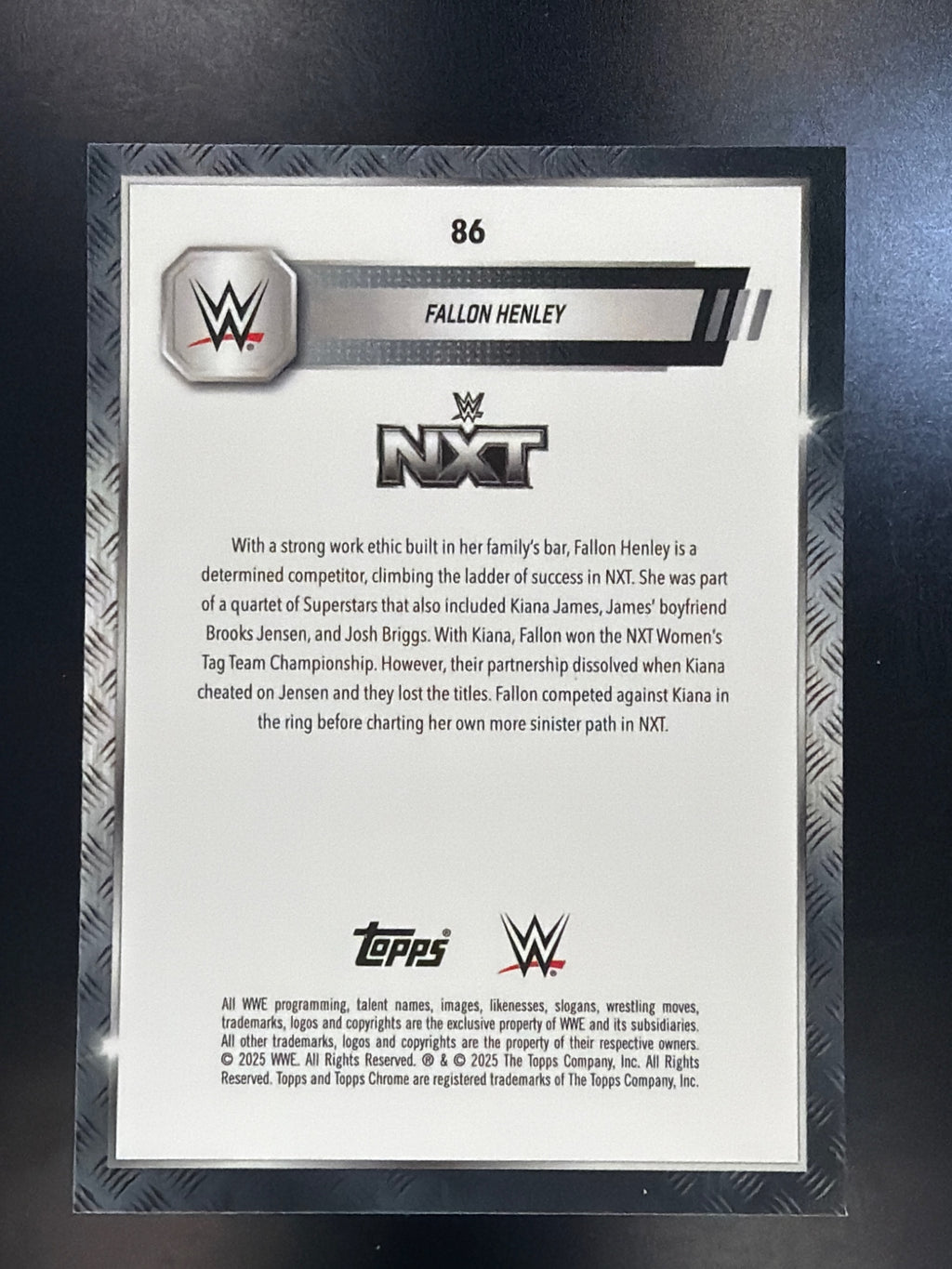 2025 Topps Chrome WWE #86 Fallon Henley Purple Refractor