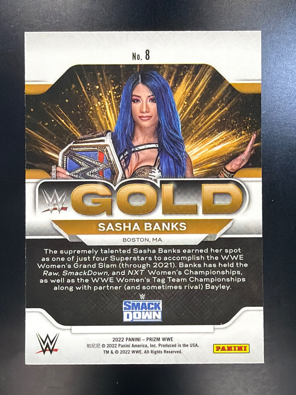 2022 Panini Prizm WWE #8 Sasha Banks WWE Gold