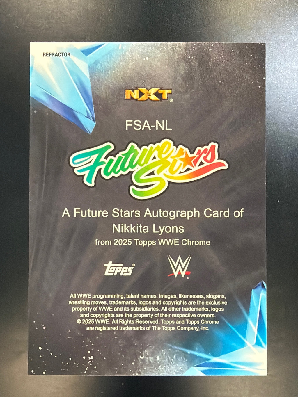 2025 Topps Chrome #FSA-NL Nikkita Lyons Future Stars Autograph Refractor #/175