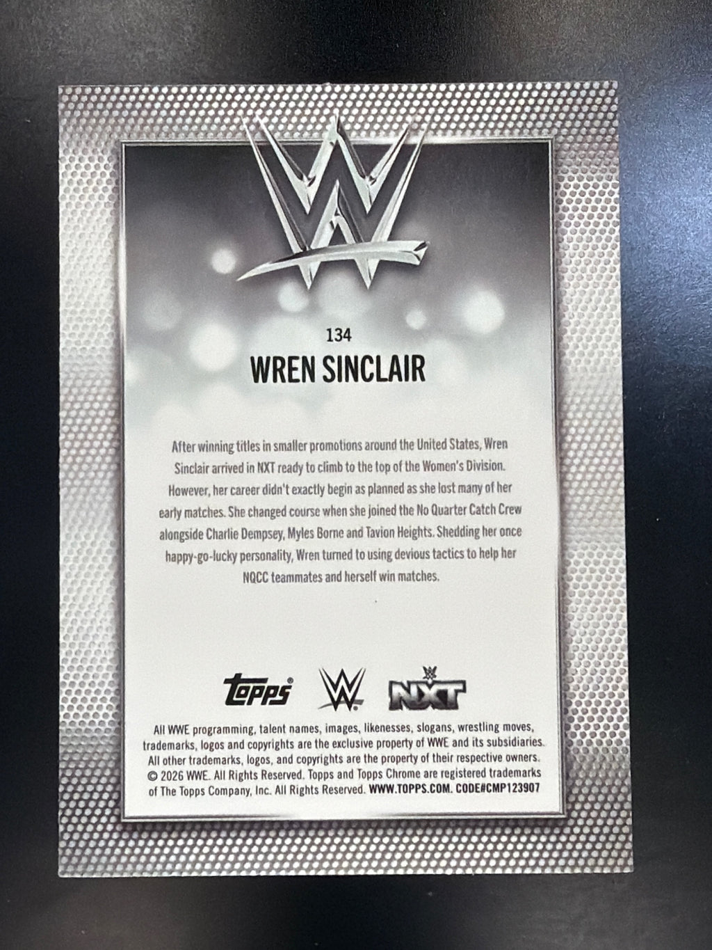 2026 Topps Chrome WWE #134 Wren Sinclair Blue Refractor #/150