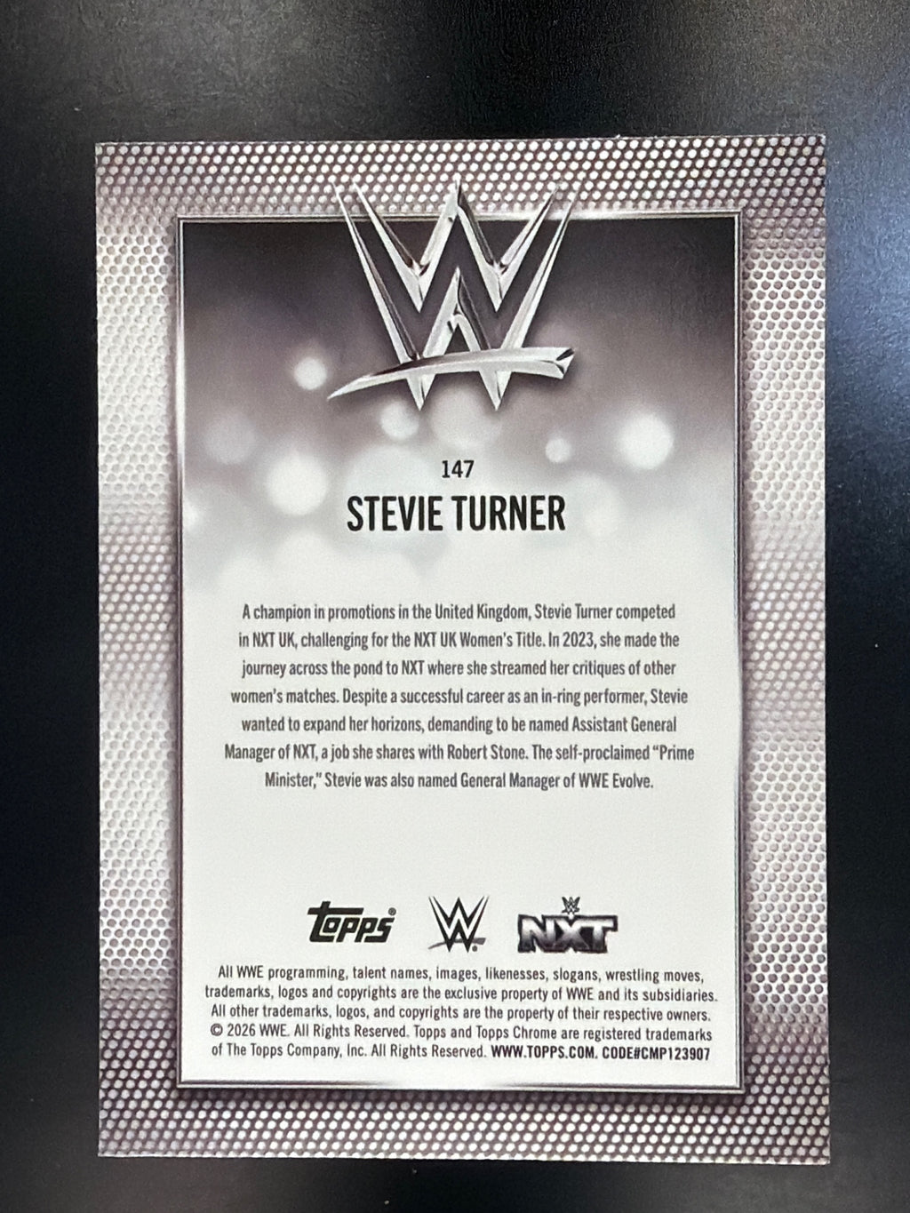2026 Topps Chrome WWE #147 Stevie Turner Blue Refractor #/150