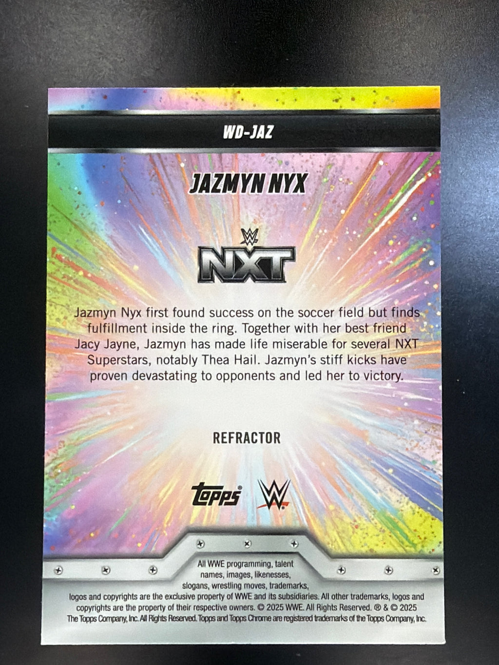 2025 Topps Chrome WWE #WD-JAZ Jazmyn Nyx Women's Division Refractor