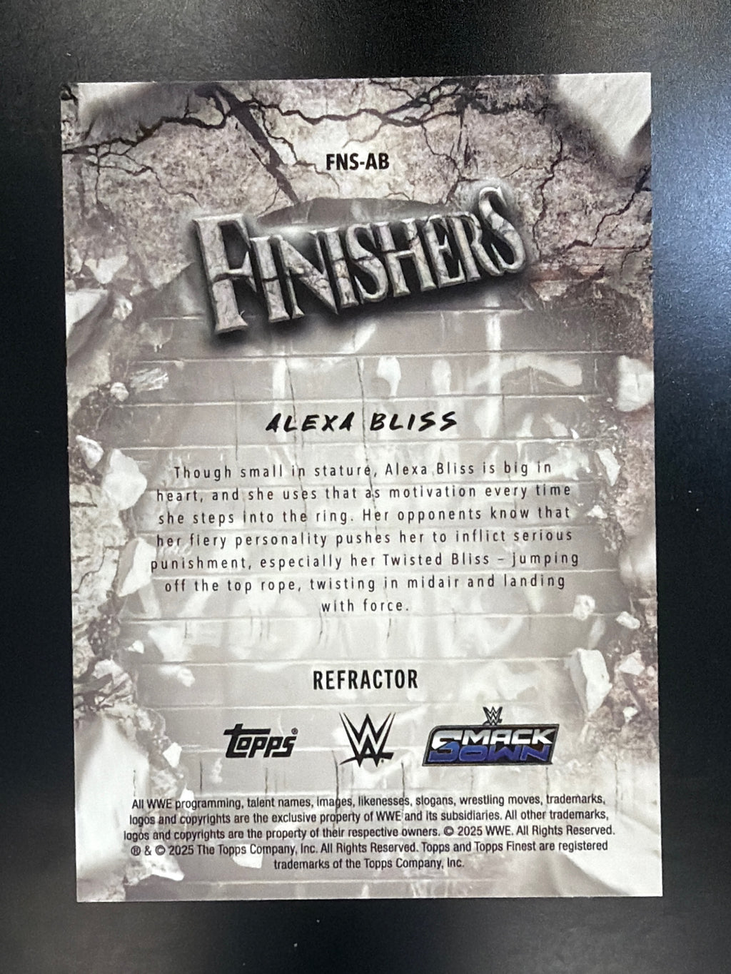 2025 Topps Finest WWE #FNS-AB Alexa Bliss Finishers Refractor
