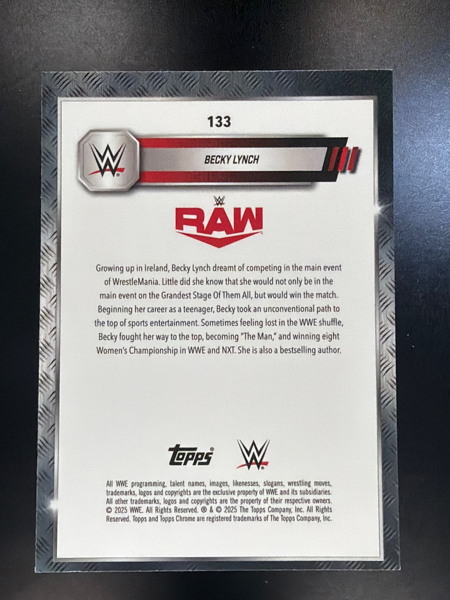 2025 Topps Chrome WWE #133 Becky Lynch Pink Shimmer Refractor