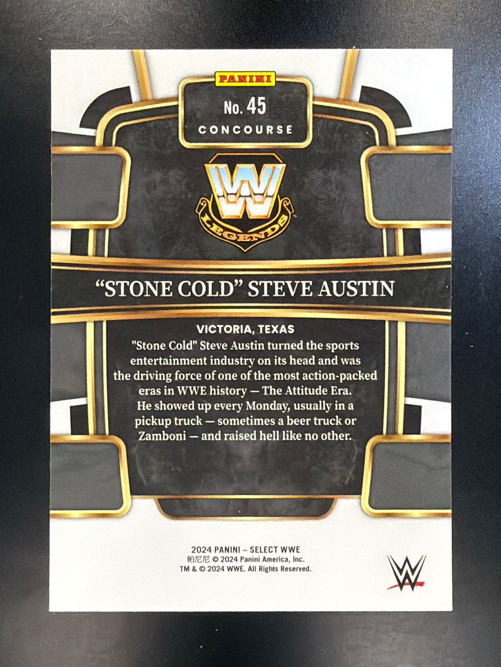 2024 Panini Select WWE #45 "Stone Cold" Steve Austin Red and Blue Prizms