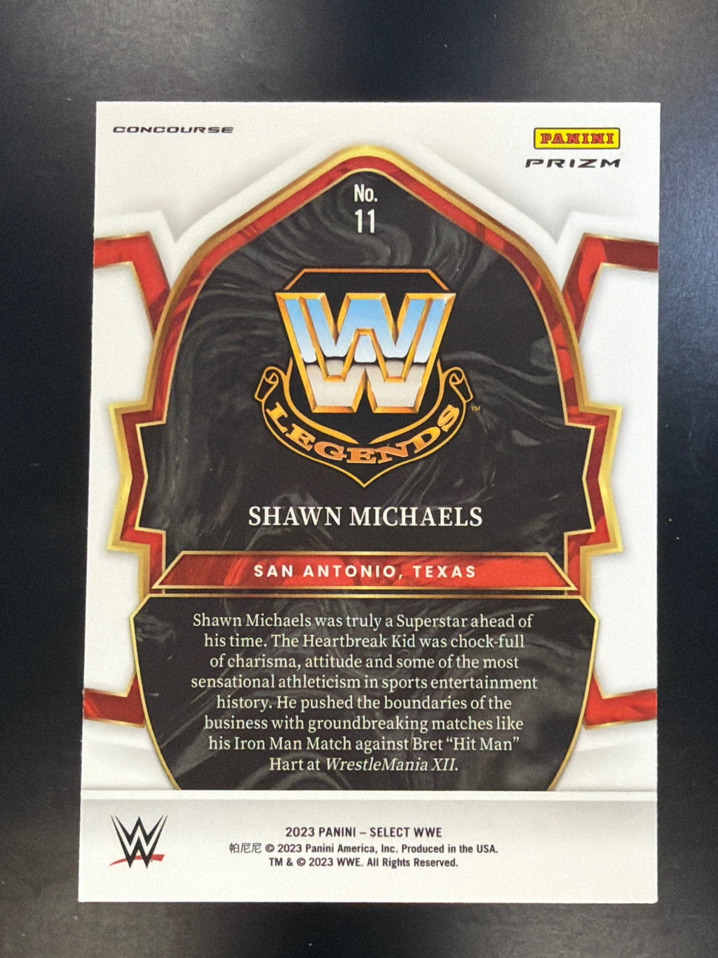 2023 Panini Select WWE #11 Shawn Michaels Tri-Color Prizms