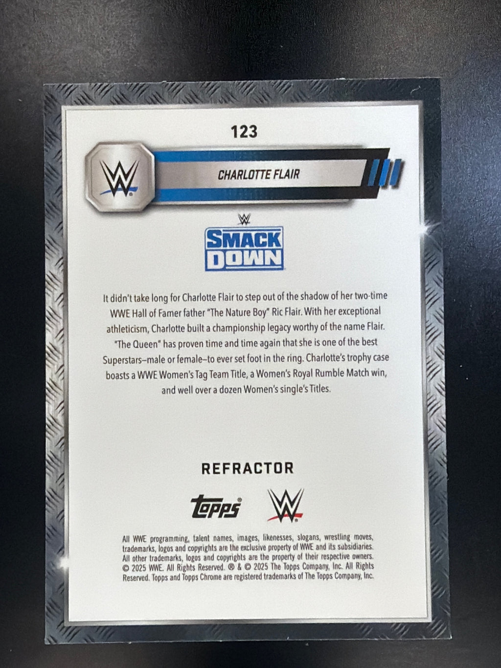2025 Topps Chrome WWE #123 Charlotte Flair Prism Refractor