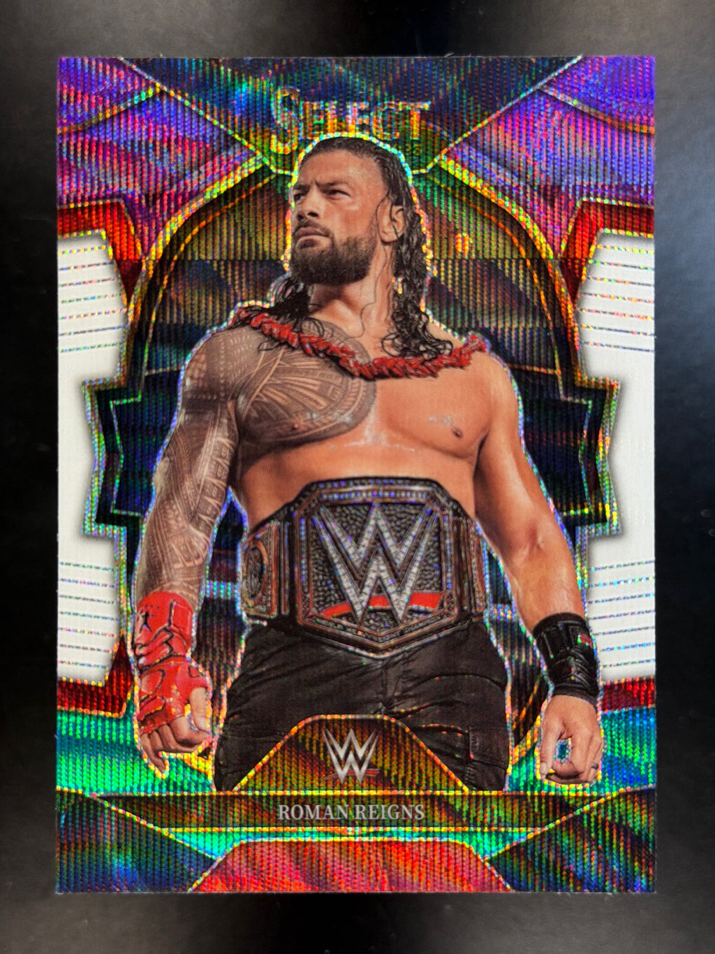2023 Panini Select WWE #44 Roman Reigns Tri-Color Prizms