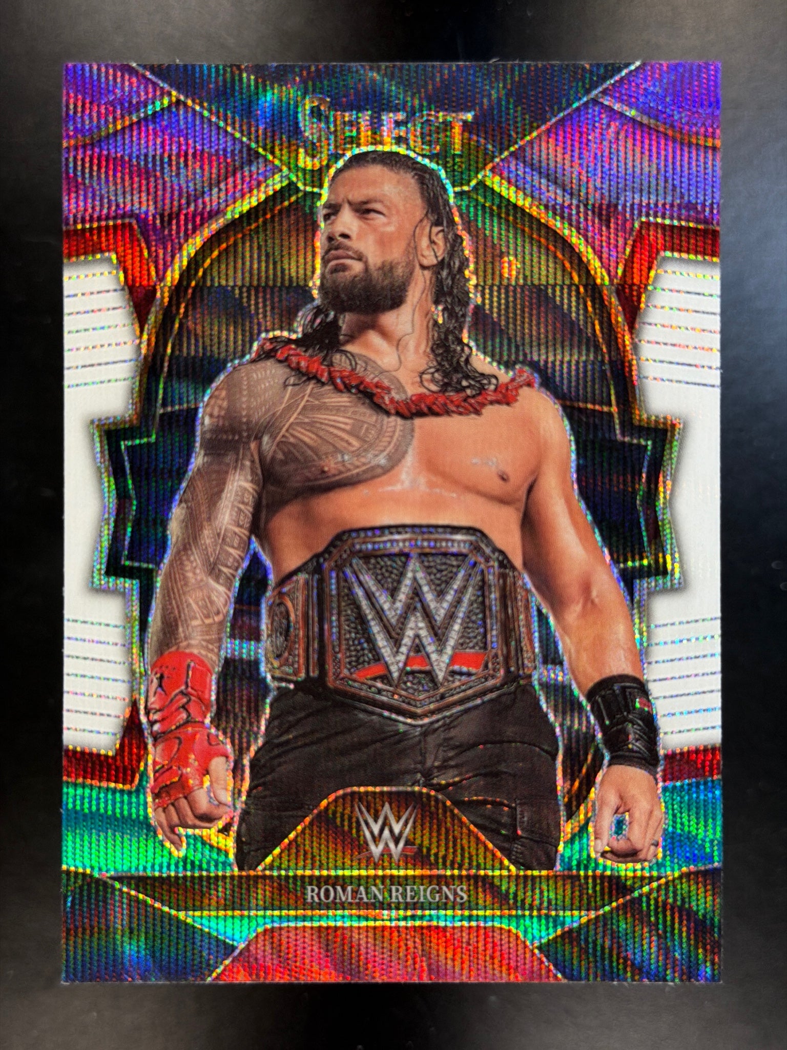 2023 Panini Select WWE #44 Roman Reigns Tri-Color Prizms