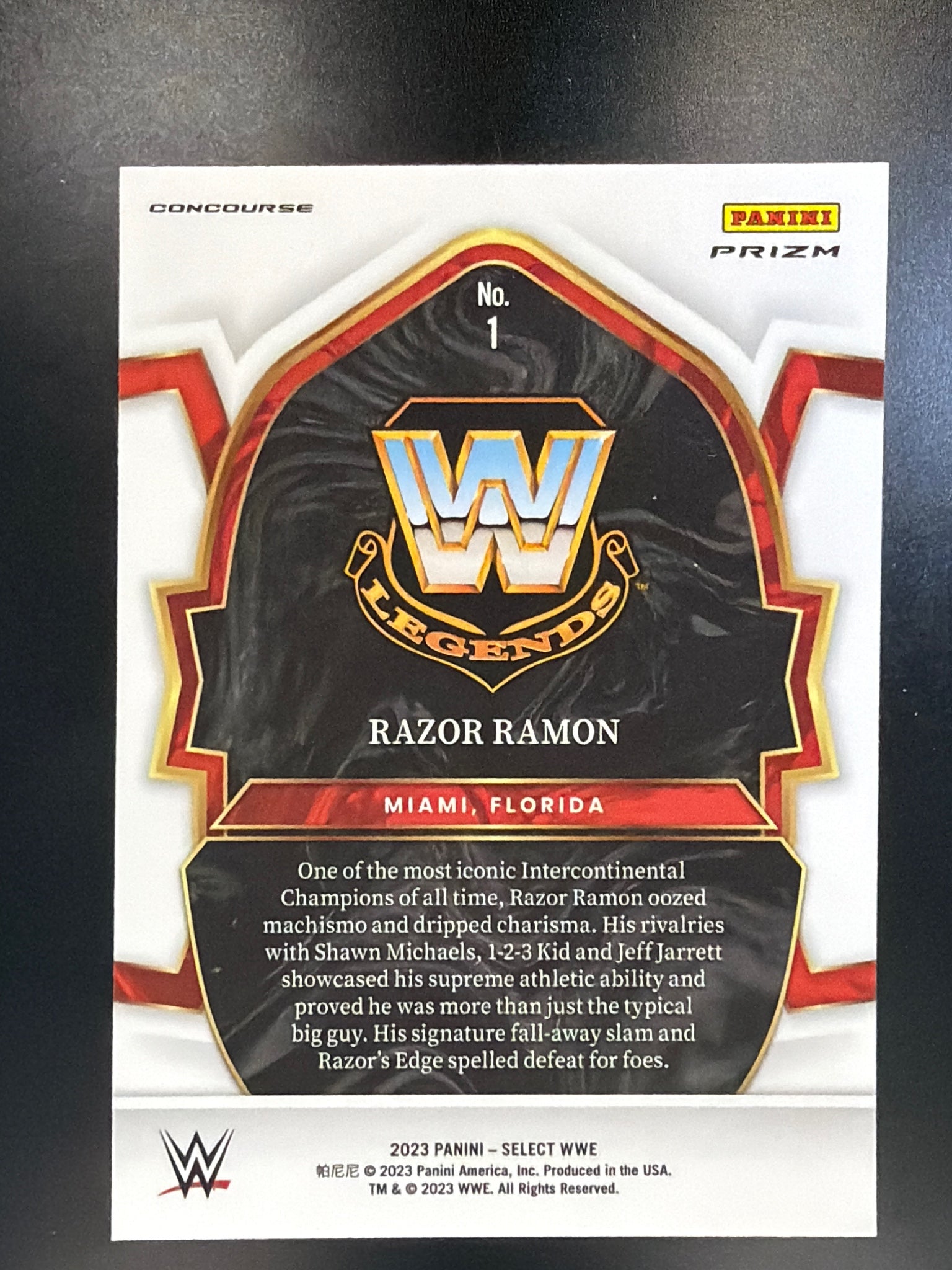 2023 Panini Select WWE #1 Razor Ramon Tri-Color Prizms