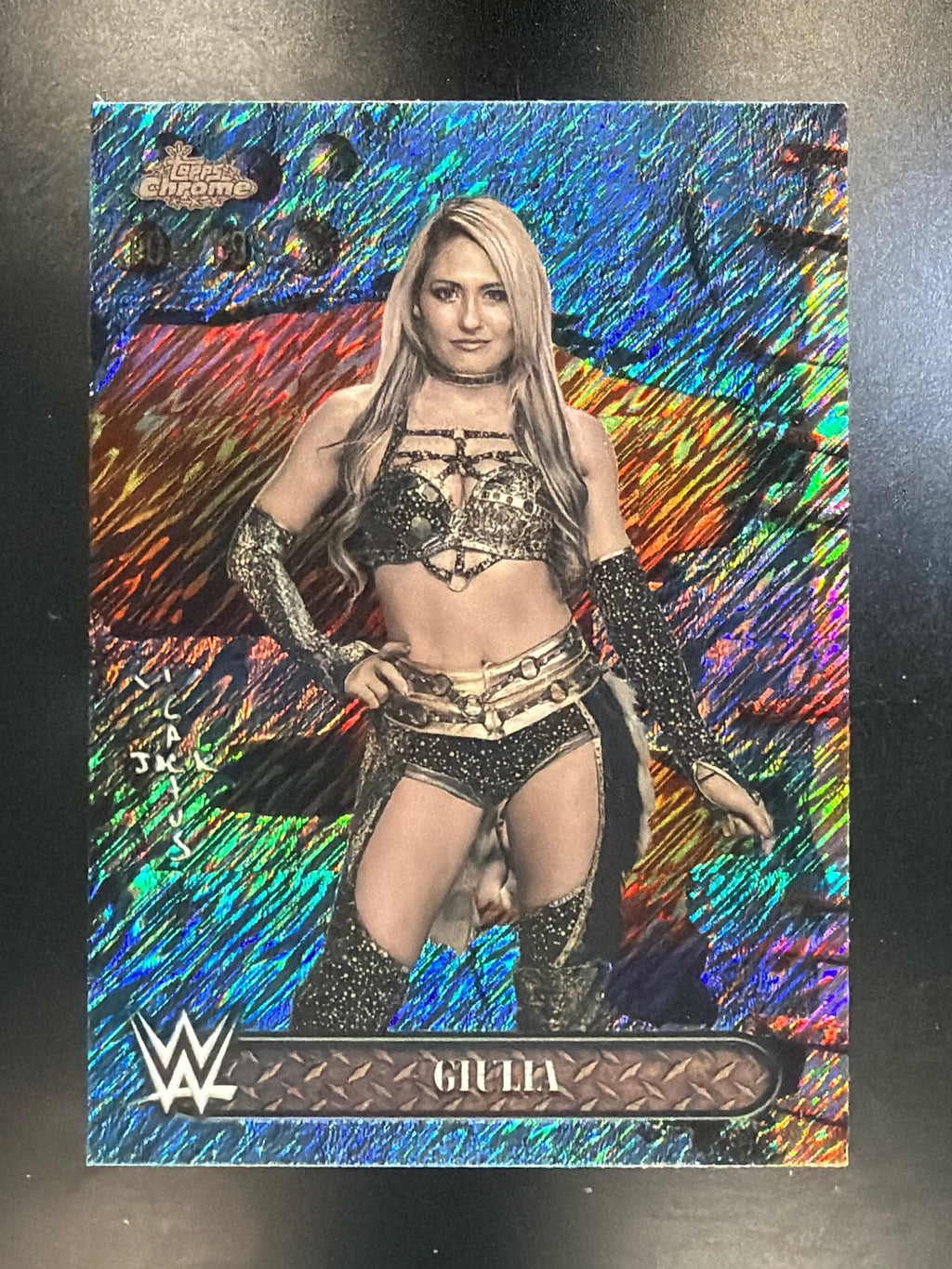 2025 Topps Chrome WWE x Cactus Jack #58 Giulia Aqua Shimmer #/199