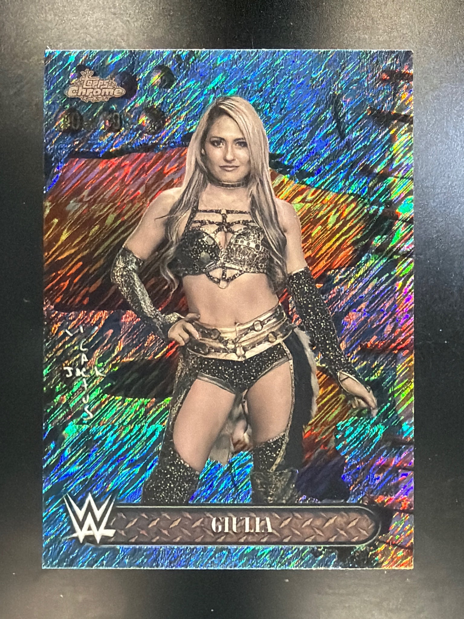 2025 Topps Chrome WWE x Cactus Jack #58 Giulia Aqua Shimmer #/199
