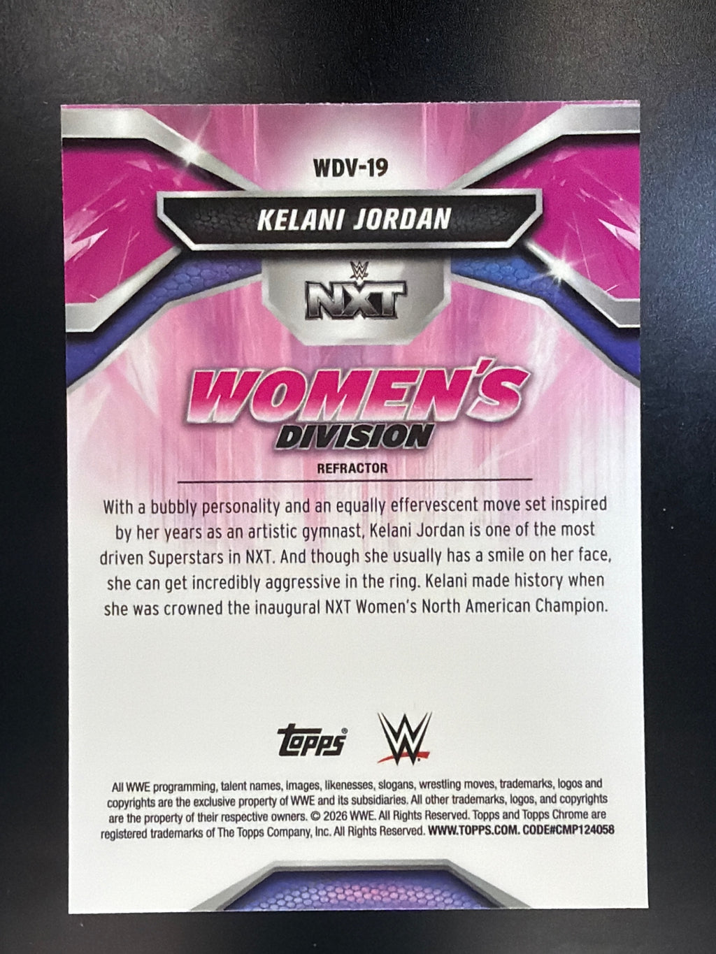 2026 Topps Chrome WWE #WDV-19 Kelani Jordan Women's Division Refractor
