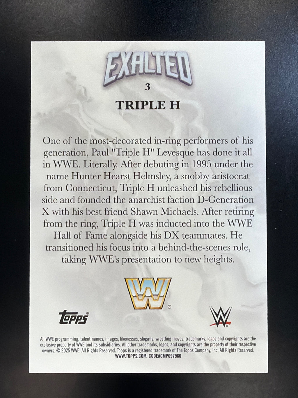 2025 Topps Exalted WWE #3 Triple H