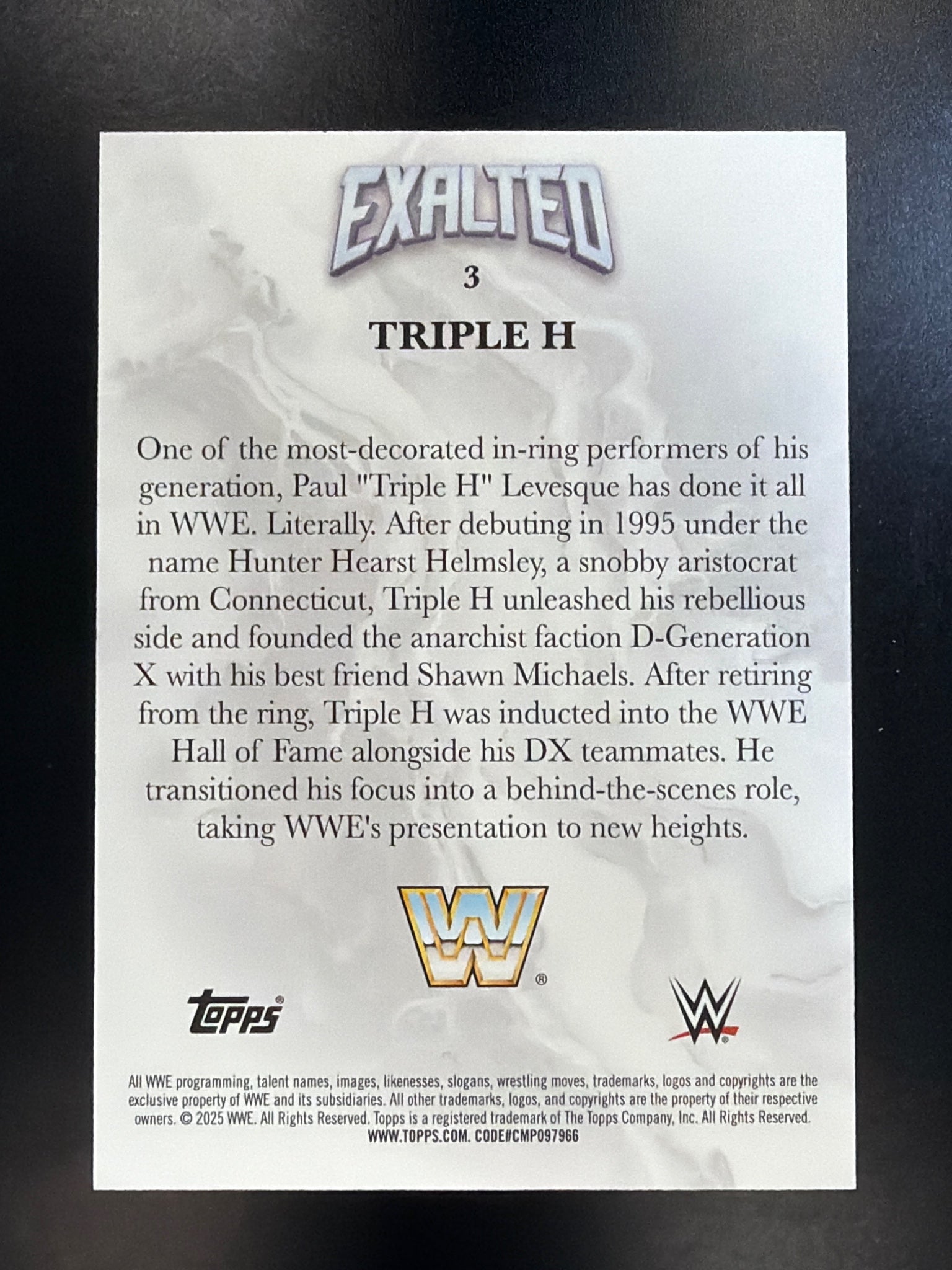 2025 Topps Exalted WWE #3 Triple H