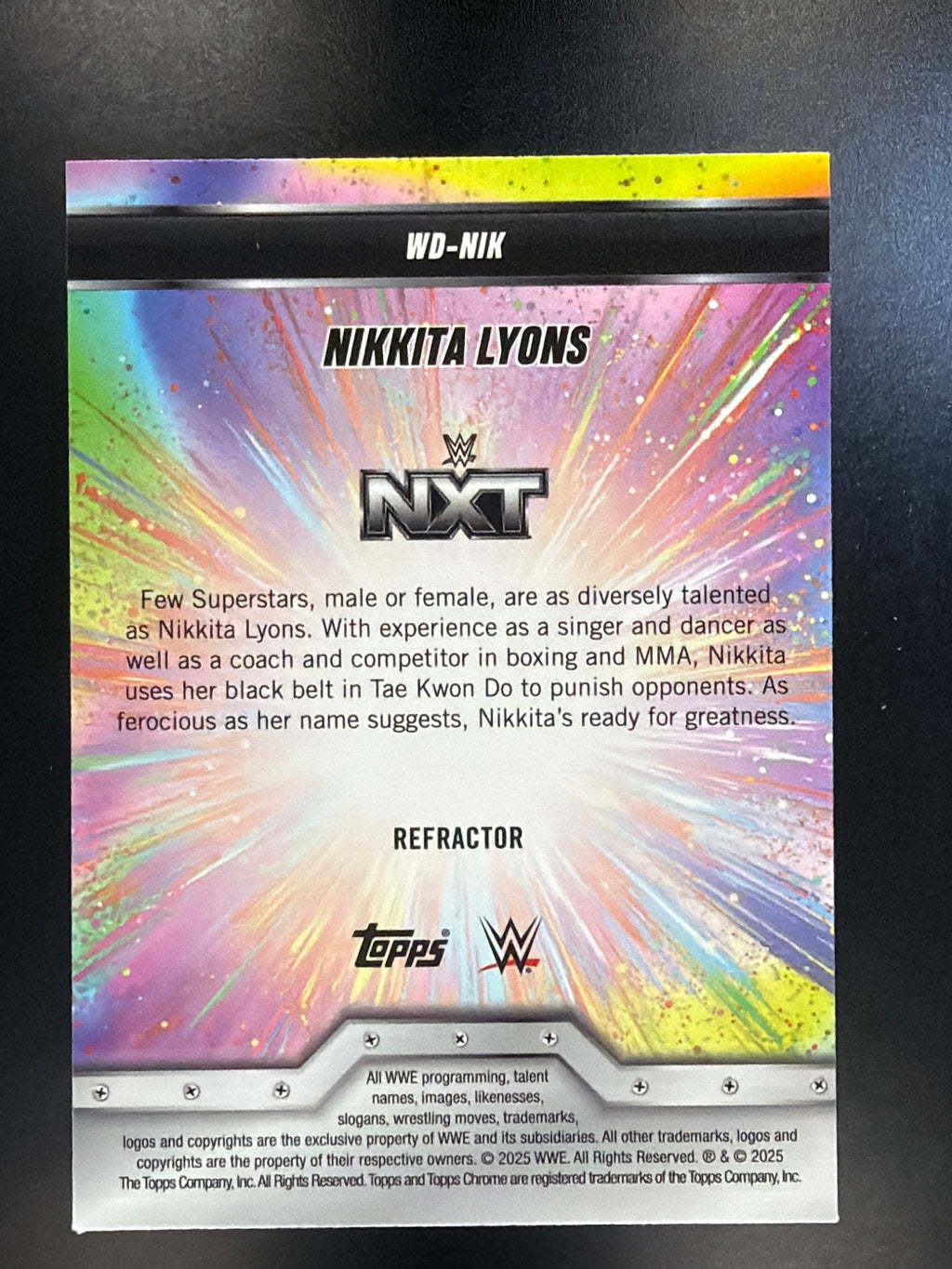 2025 Topps Chrome WWE #WD-NIK Nikkita Lyons Women's Division Refractor