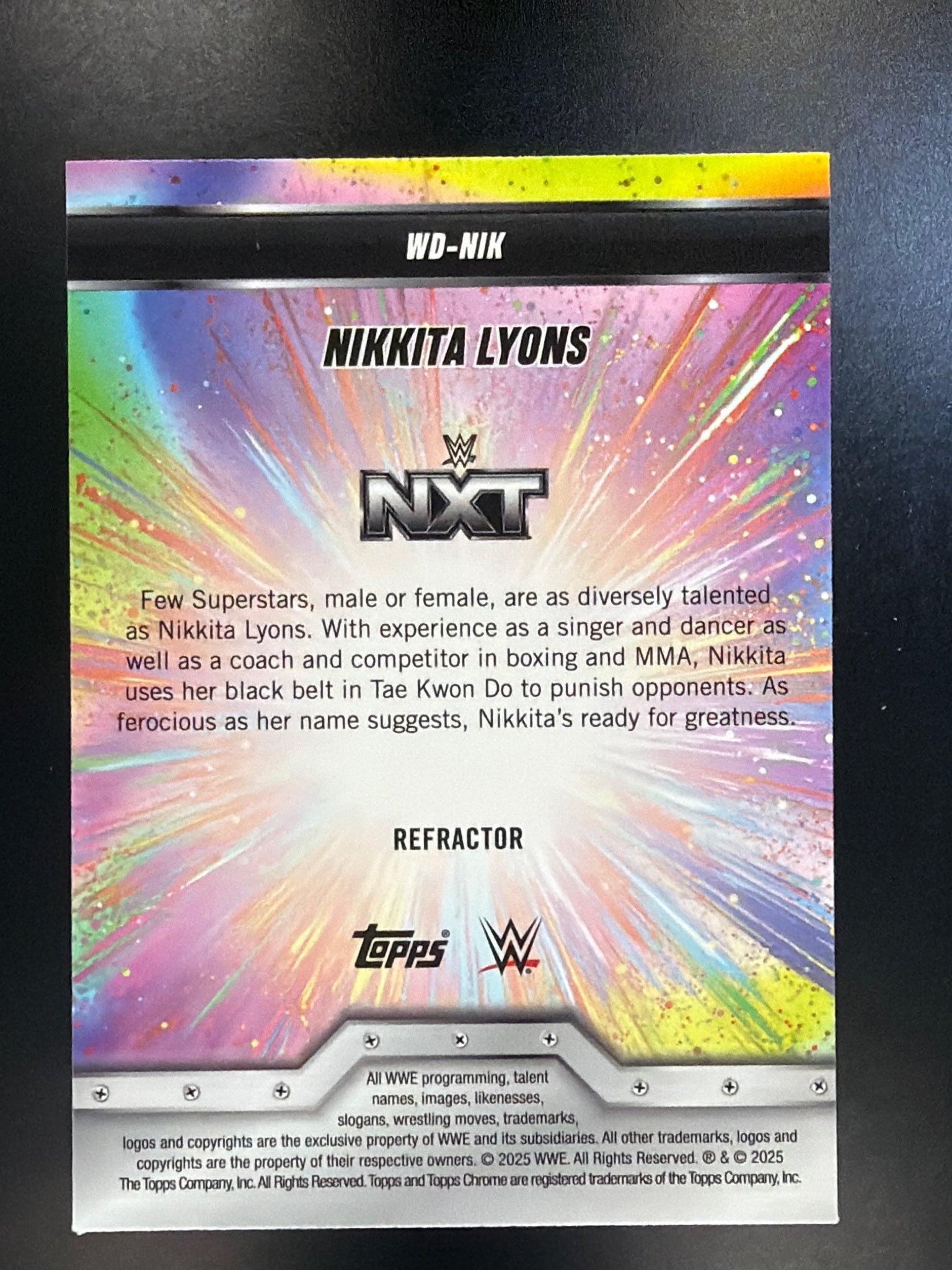 2025 Topps Chrome WWE #WD-NIK Nikkita Lyons Women's Division Refractor