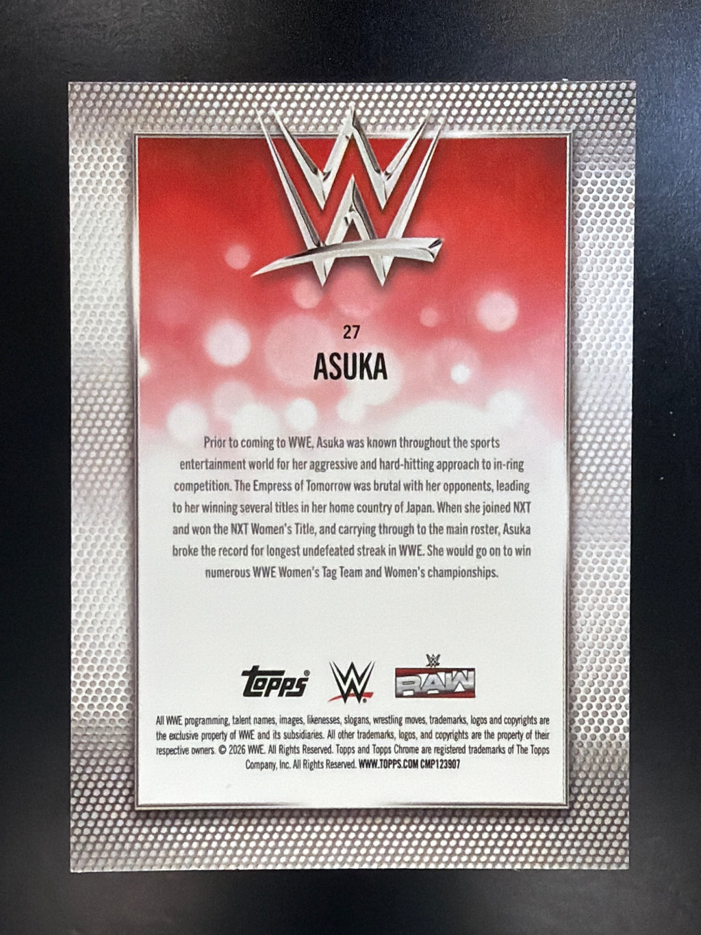 2026 Topps Chrome WWE #27 Asuka Aqua Refractor #/199