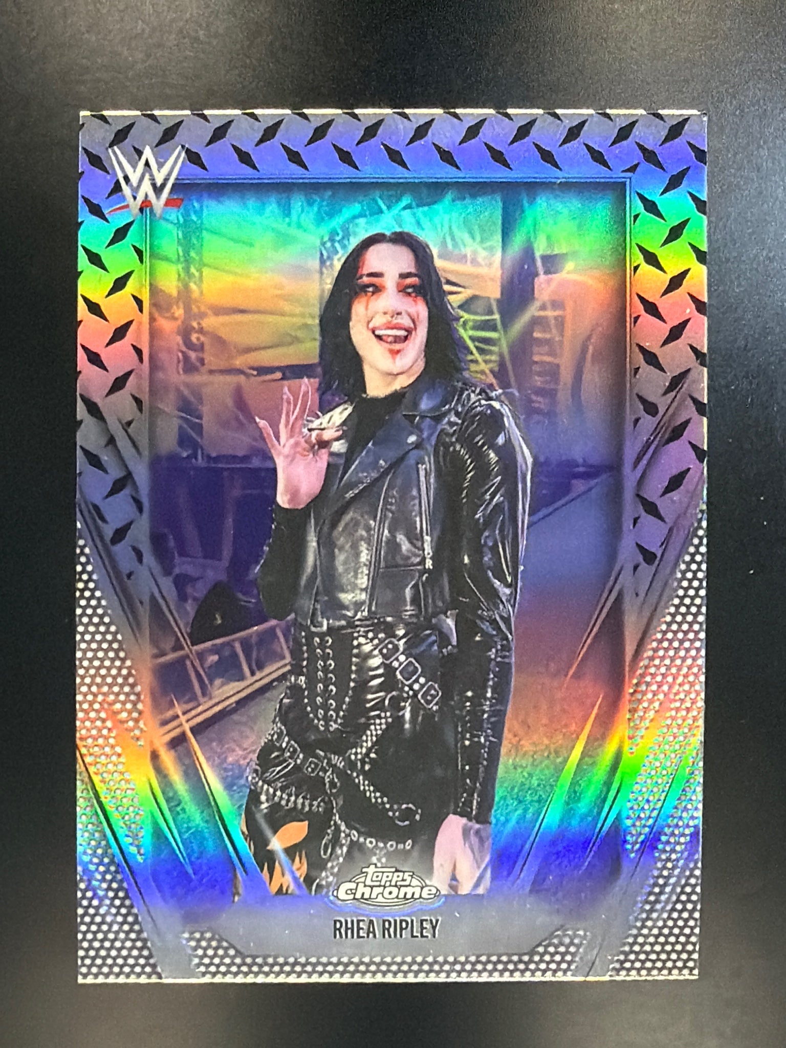 2026 Topps Chrome WWE #20 Rhea Ripley Diamond Plate Refractor
