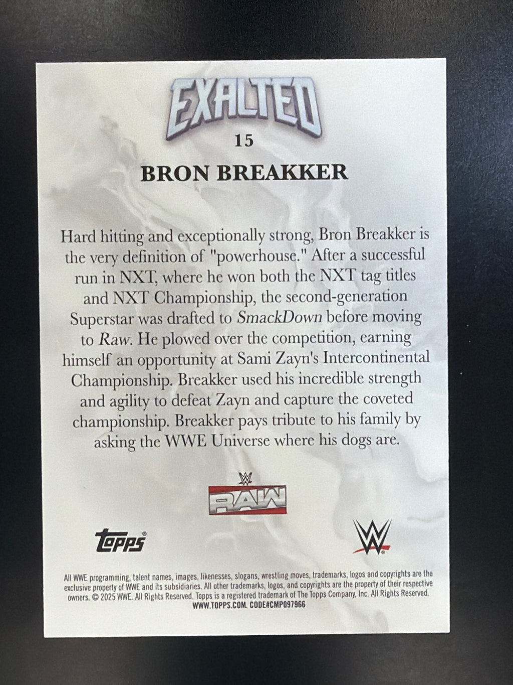 2025 Topps Exalted WWE #15 Bron Breakker