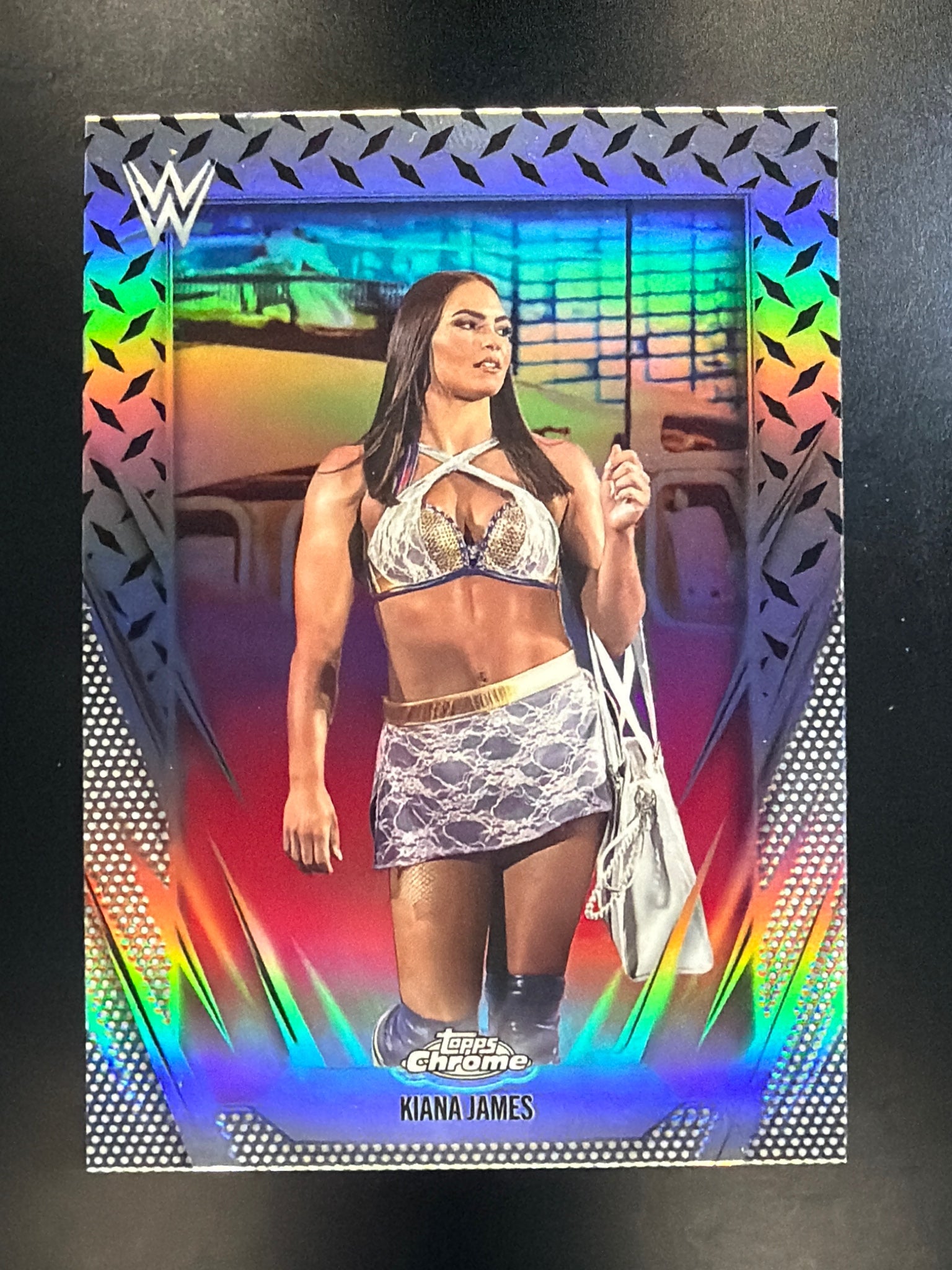2026 Topps Chrome WWE #82 Kiana James Diamond Plate Refractor