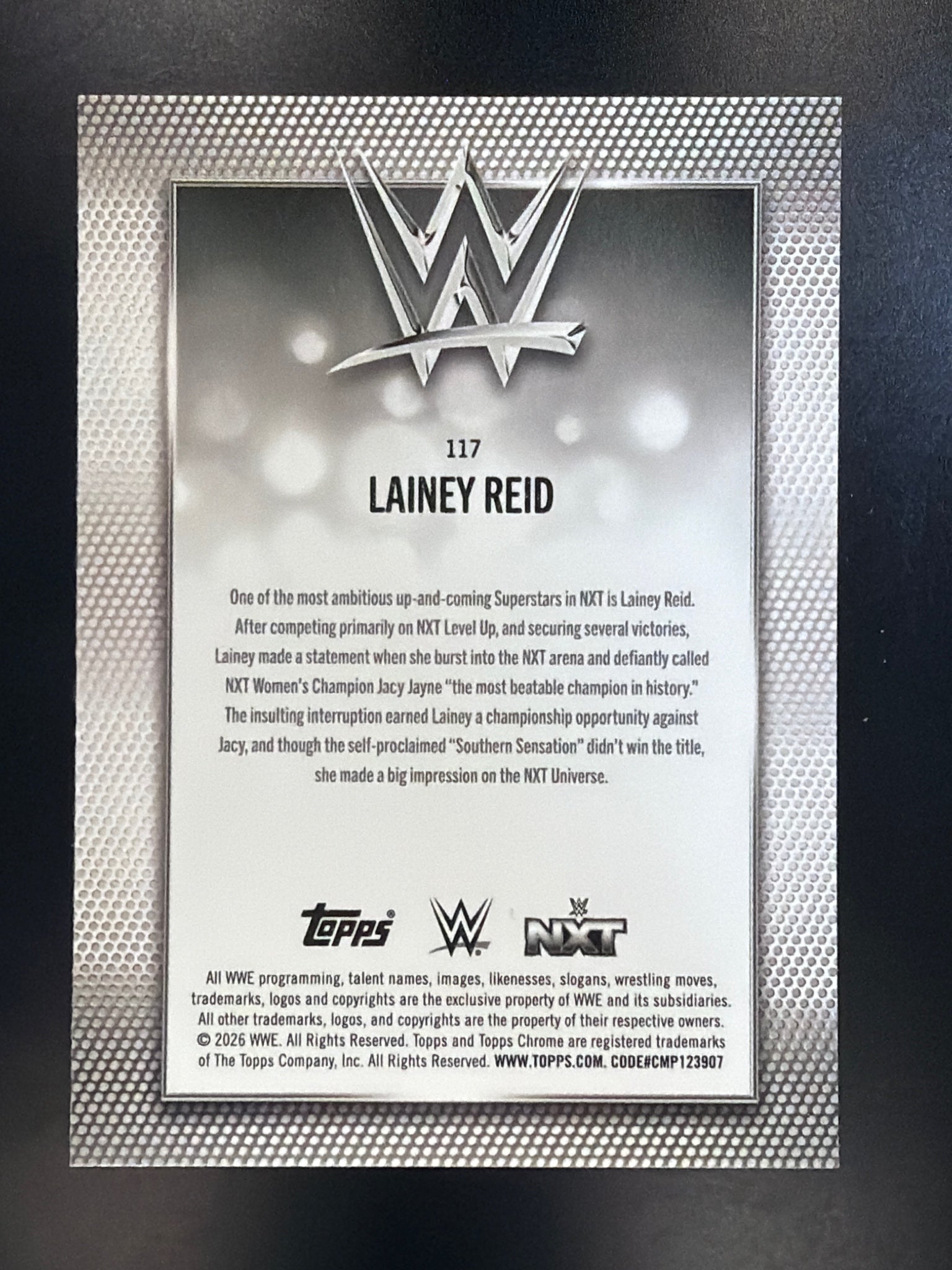 2026 Topps Chrome WWE #117 Lainey Reid Diamond Plate Refractor